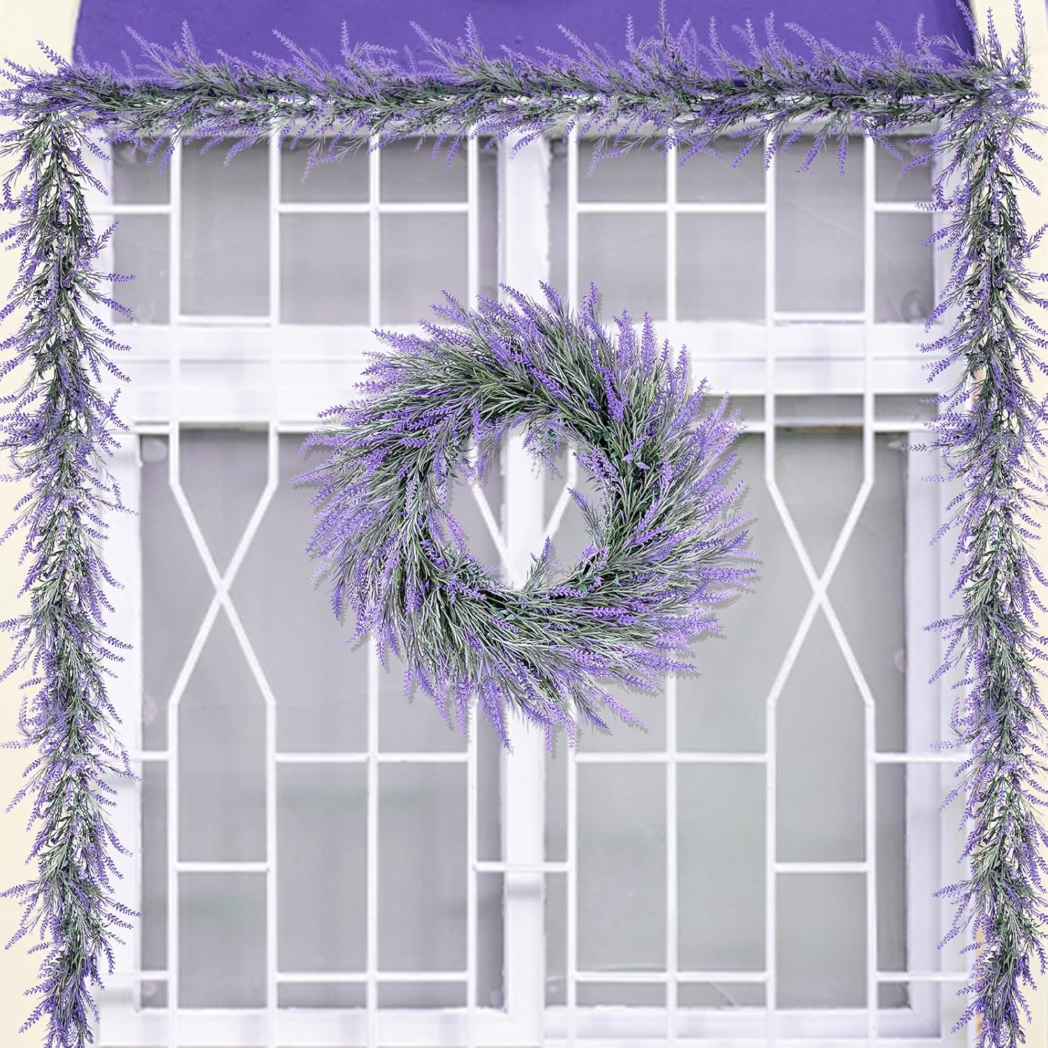Summer Lavender Door Wreath 20 Inch Front Decor