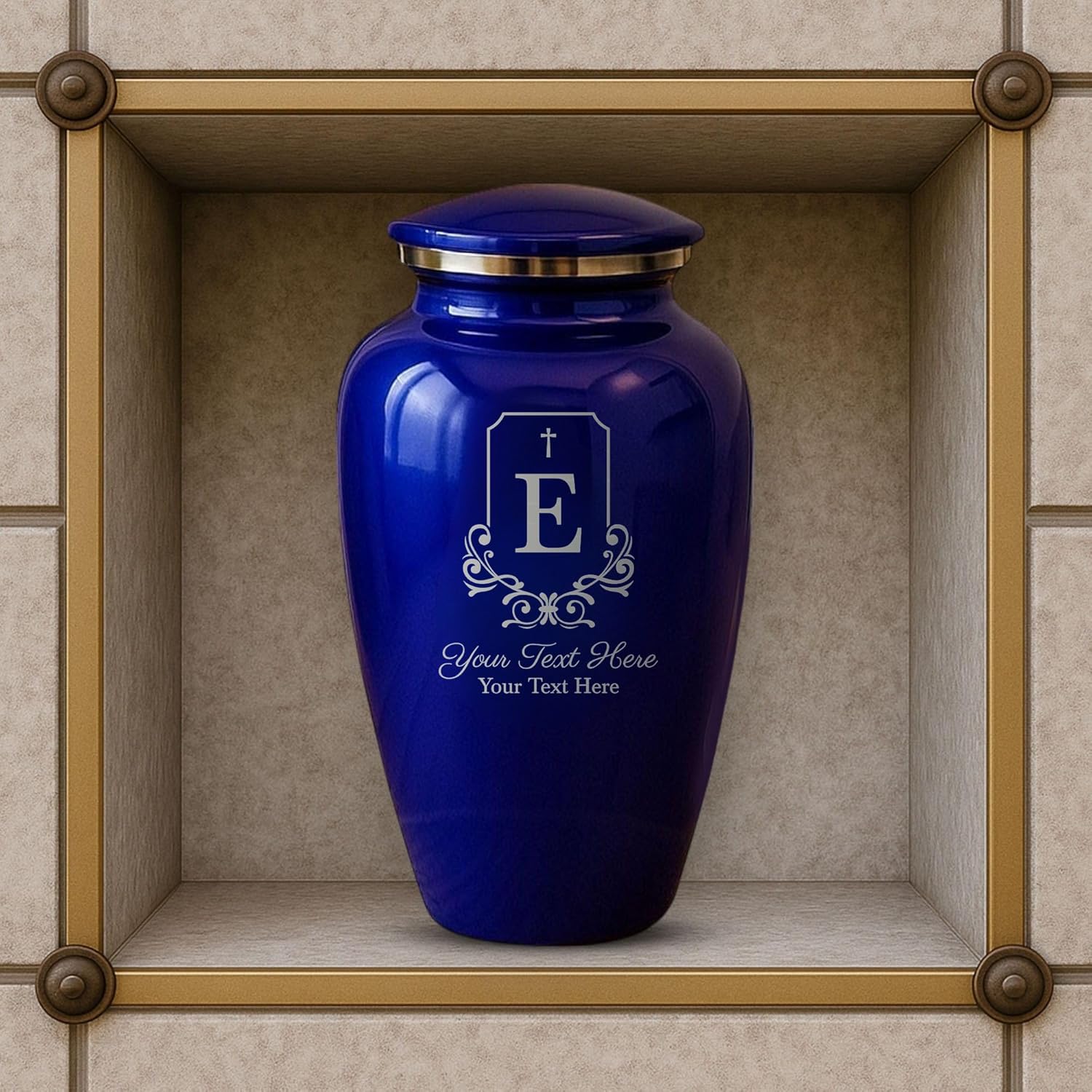 Custom Purple Metal Cremation Urn with 5 Designs