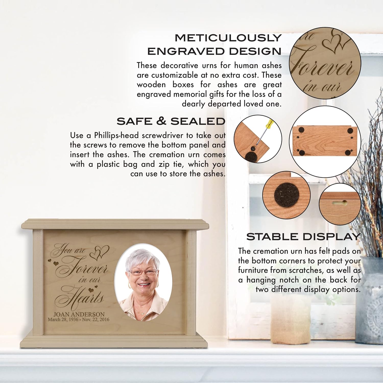 LifeSong Milestones Wooden Urn with Picture