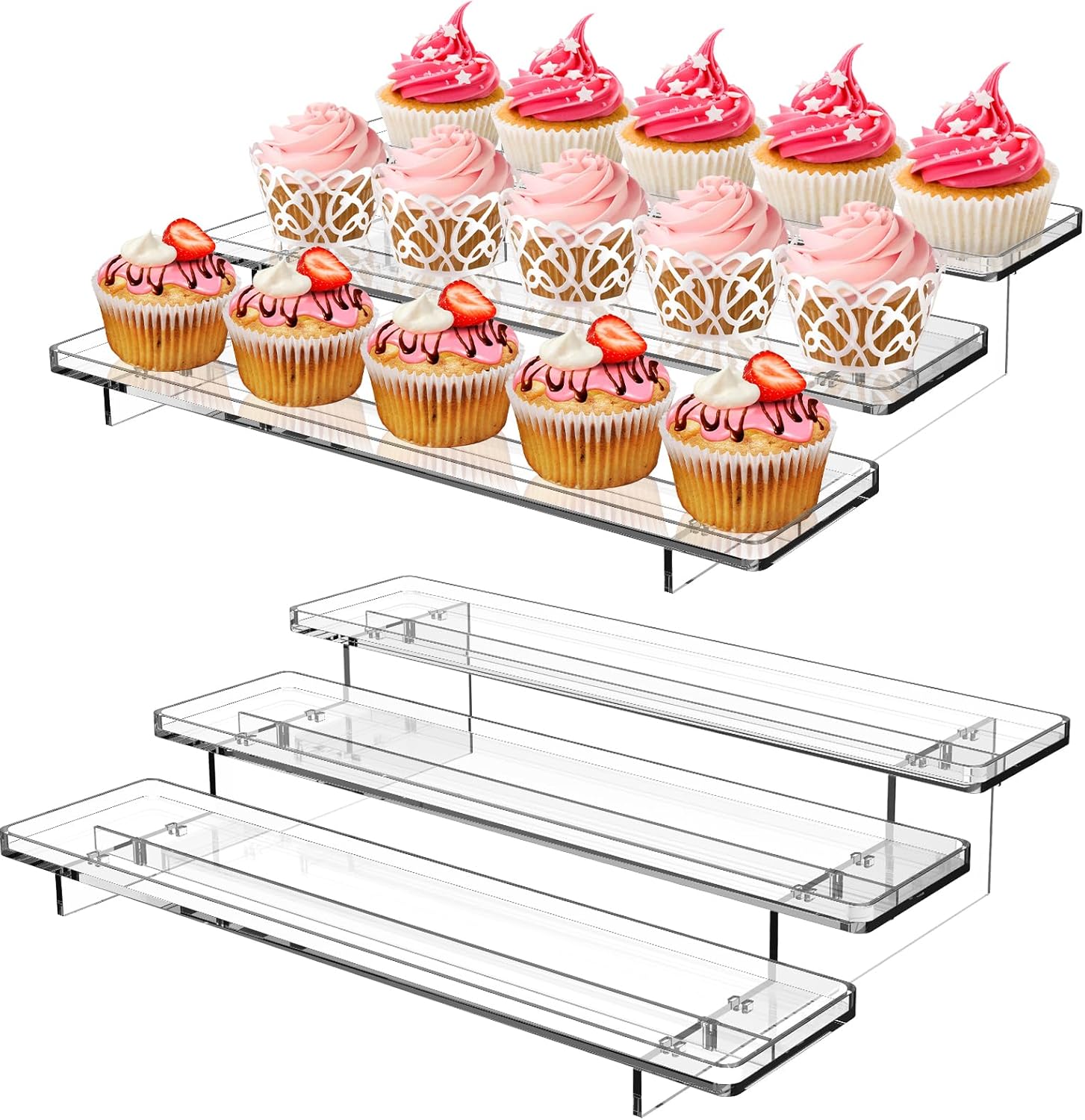 ULENDIS 2 Pack 3 Tier Acrylic Display Stands