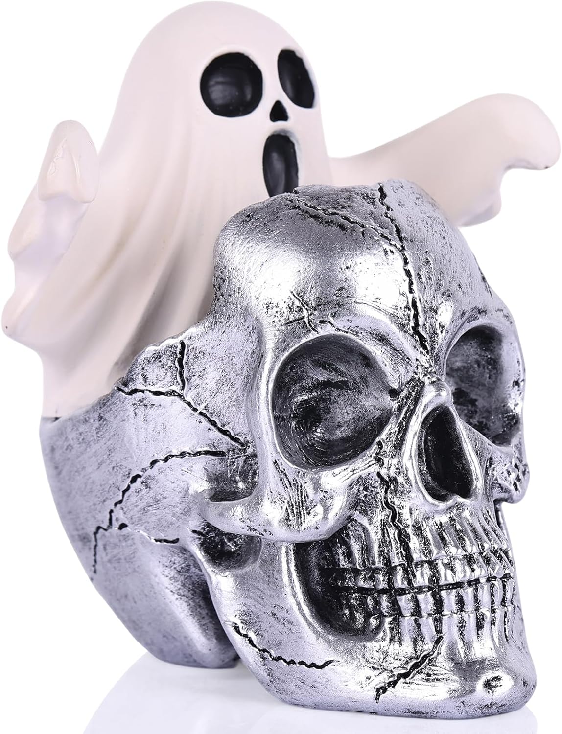 LCCCK Mini Skull with Ghost Halloween Decor Figurine