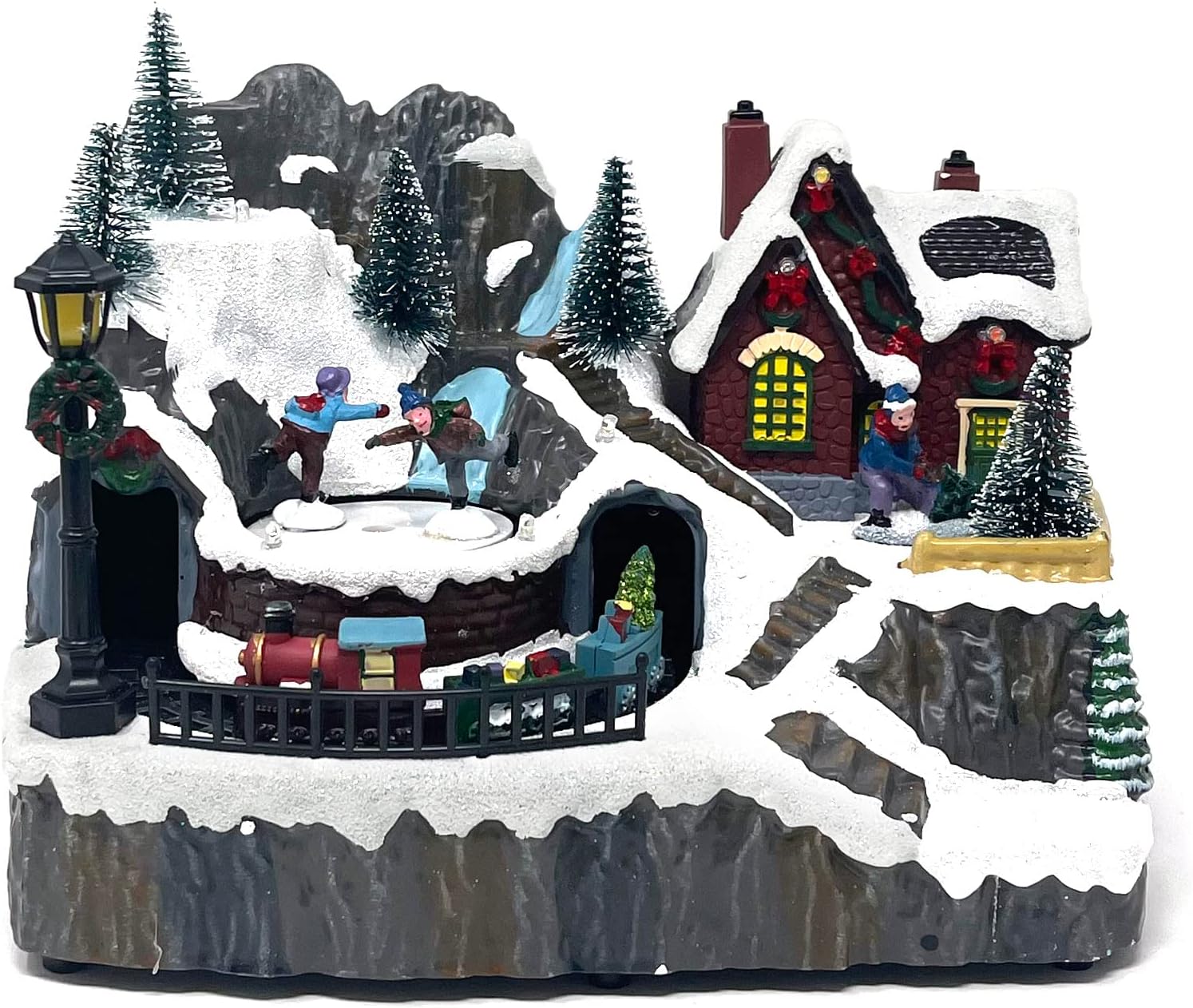 allgala Christmas House Figurine with USB and Battery Power