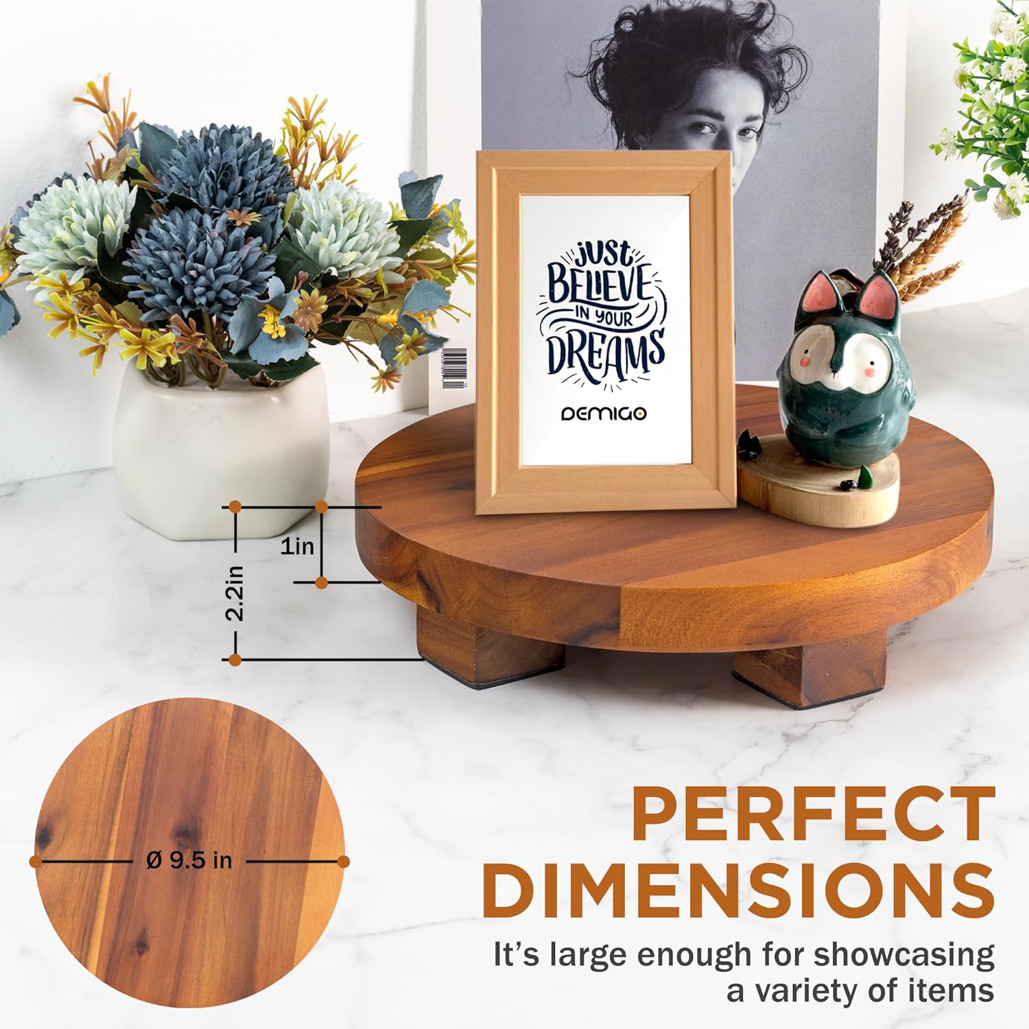 Demigo Round Acacia Wood Riser 95 Inches Display Stand