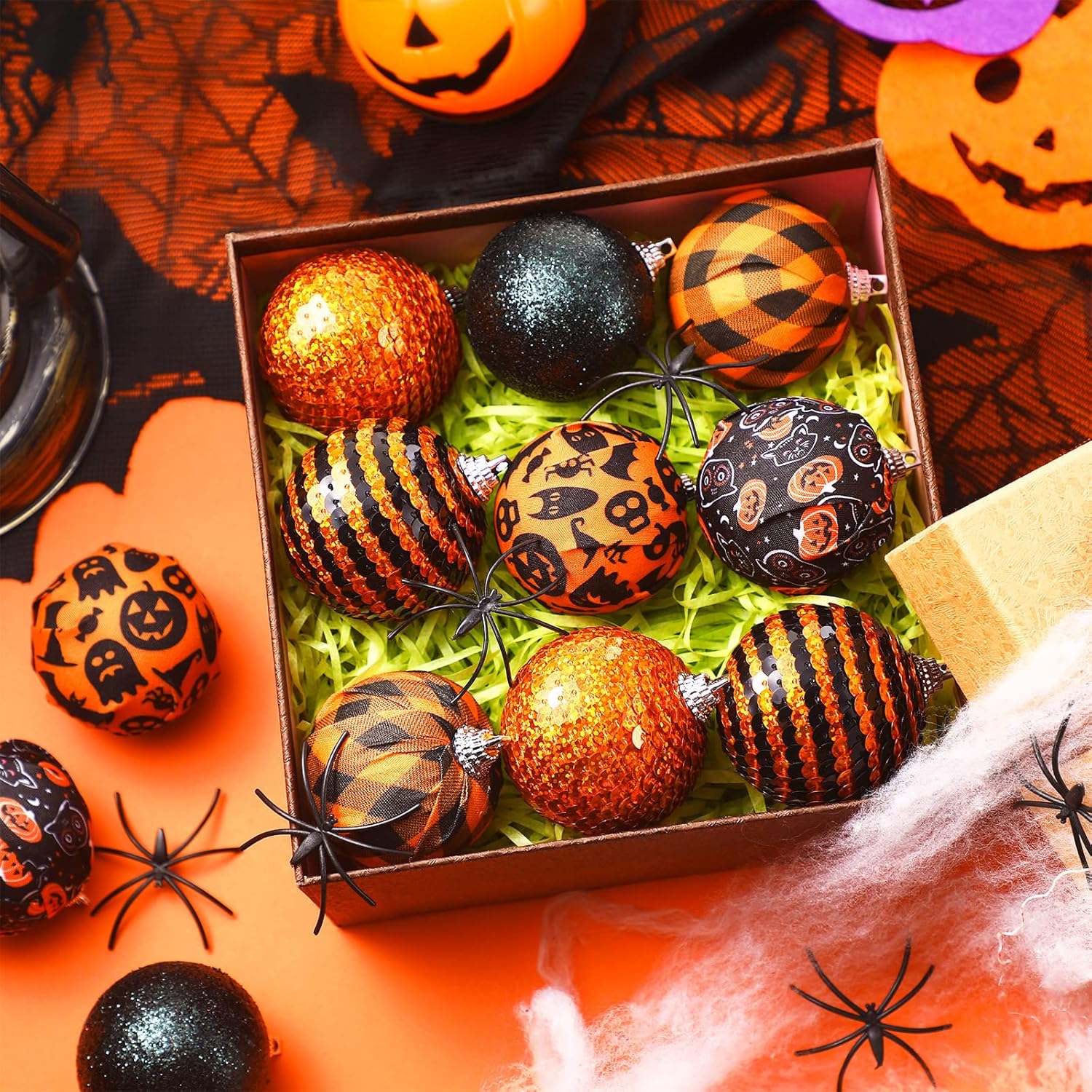12-Pack Halloween Ornament Balls for Tree Decorations