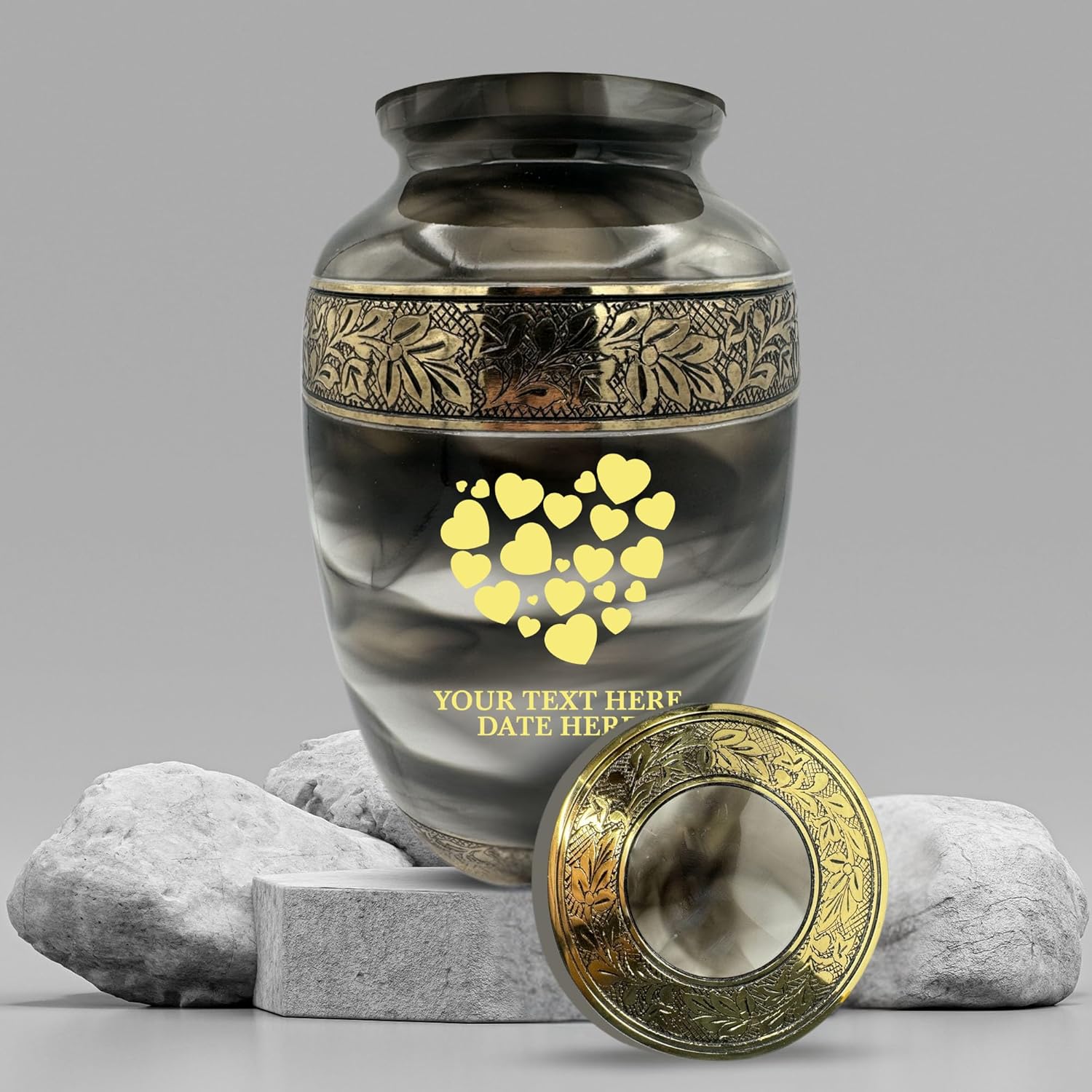 Custom Cremation Urn With Heart Design - Personalized Engraving Suzesta Series