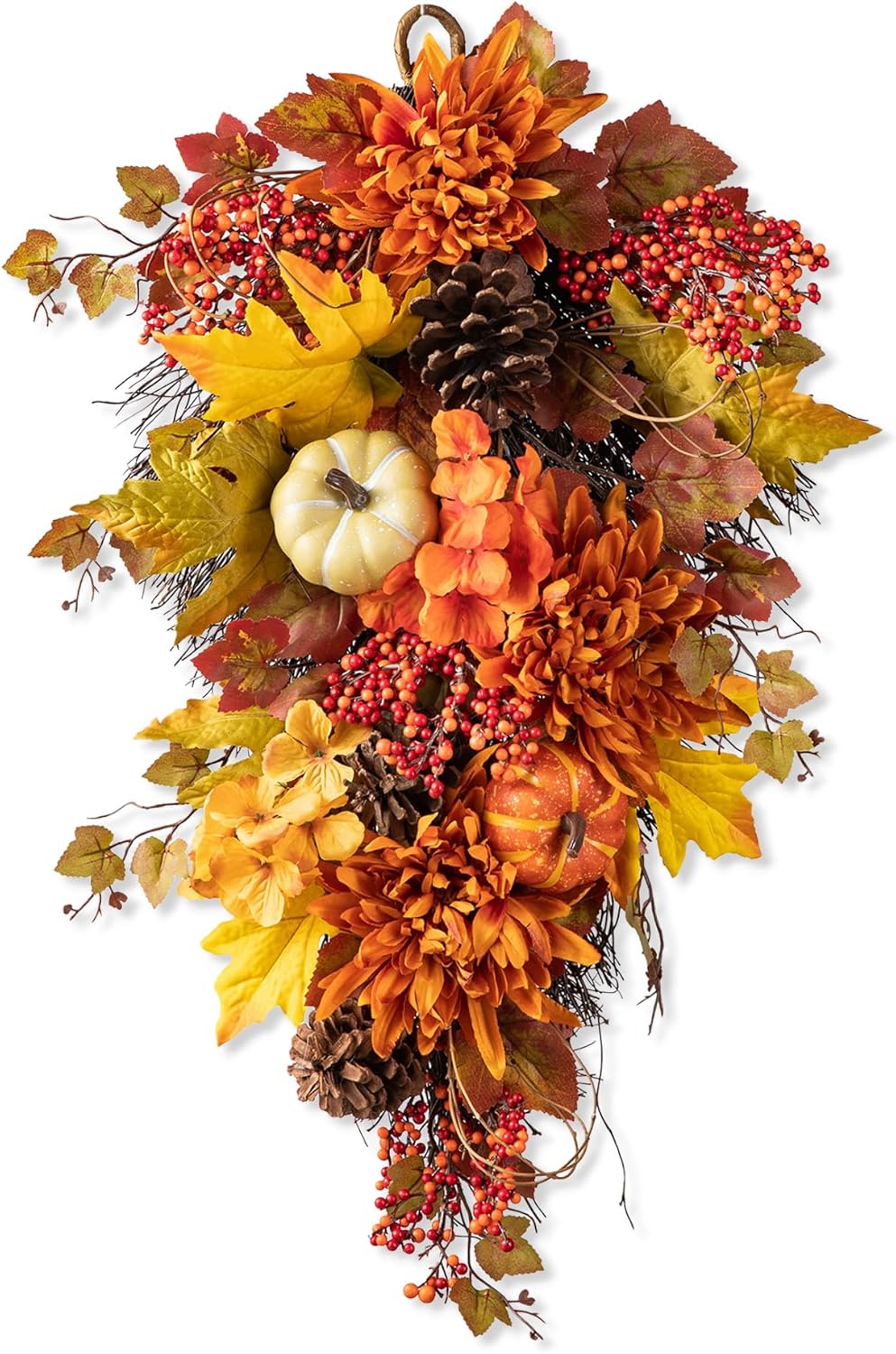 Glitzhome Artificial Fall Teardrop Wall Swag Wreath