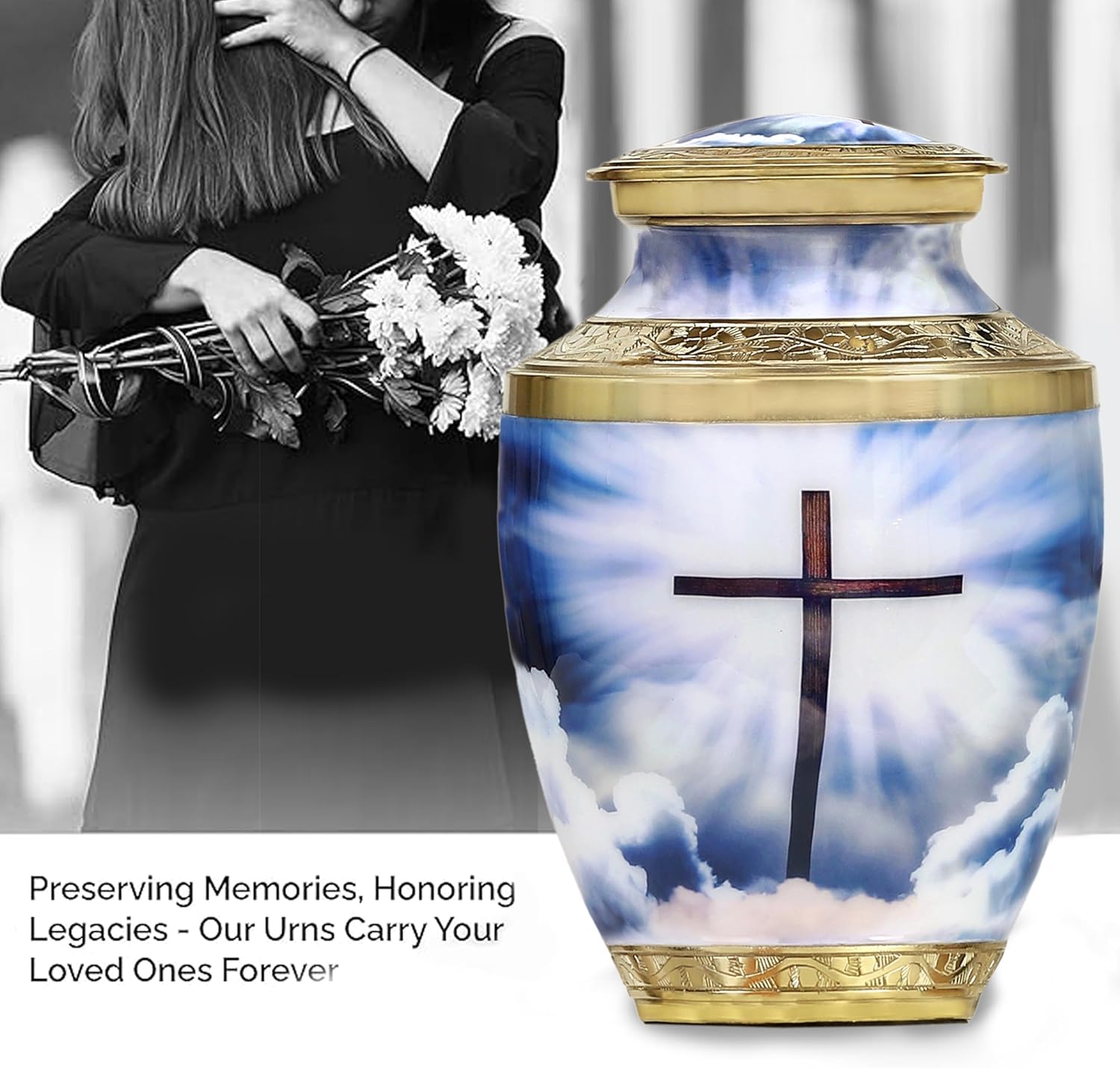 Heavenly Cross Cremation Urn for Human Ashes