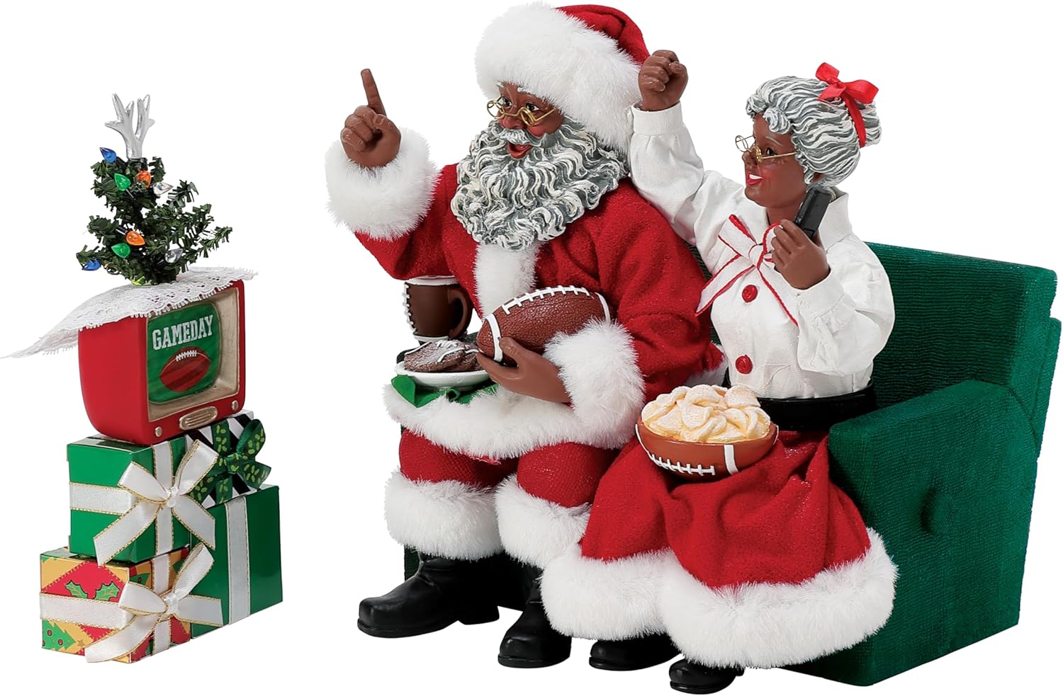 Department 56 Possible Dreams Santa and Mrs Claus Football Figurine Set