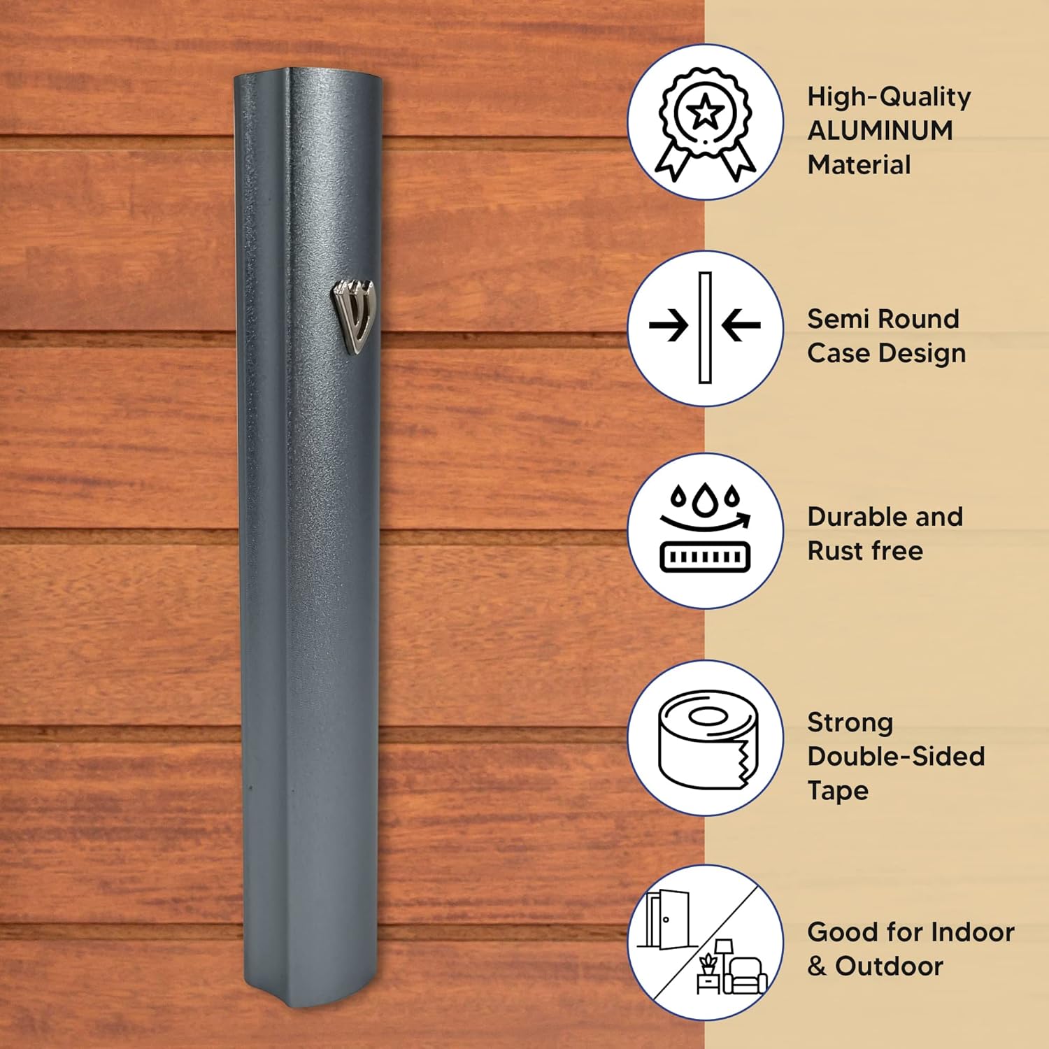 Talisman4u Gray Aluminum Mezuzah with Scroll 3D Metal Shin Decor