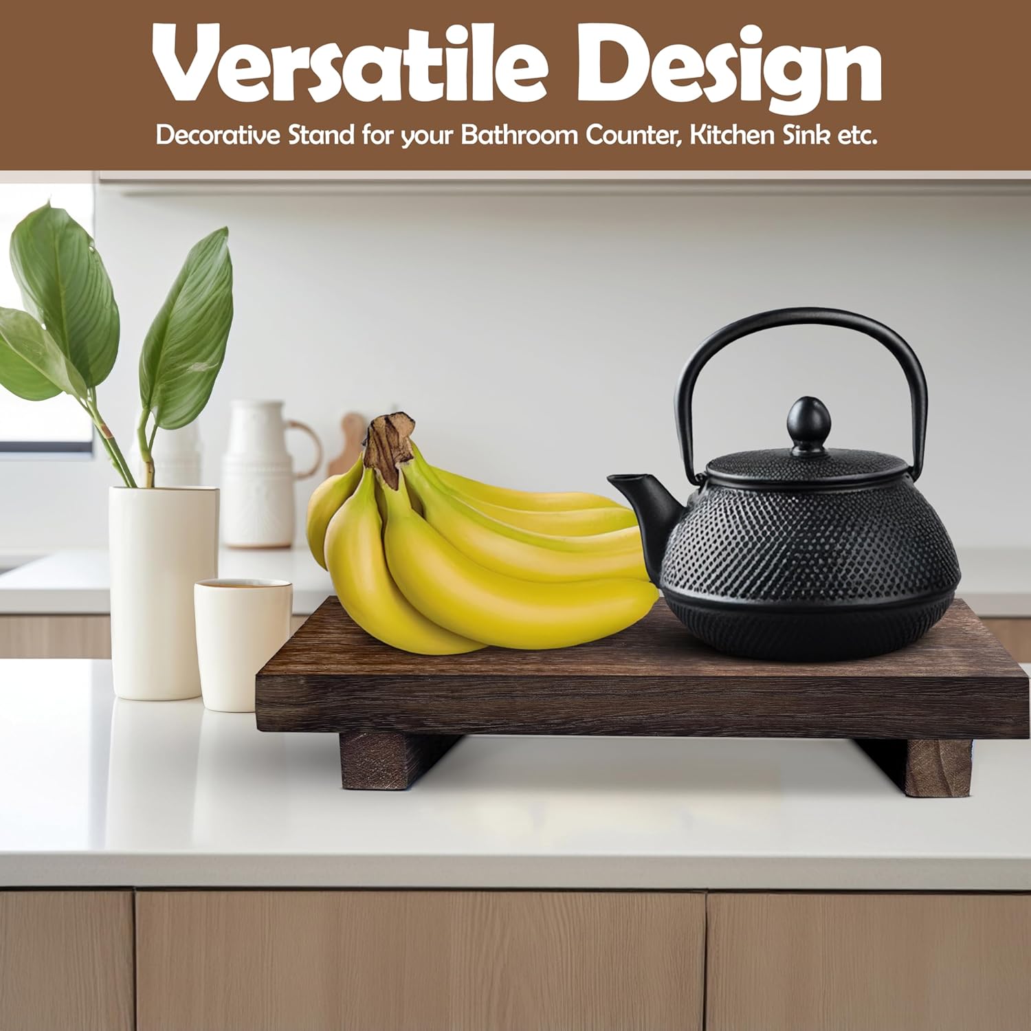 Wood Riser Rustic - Brown Rectangular Pedestal Stand