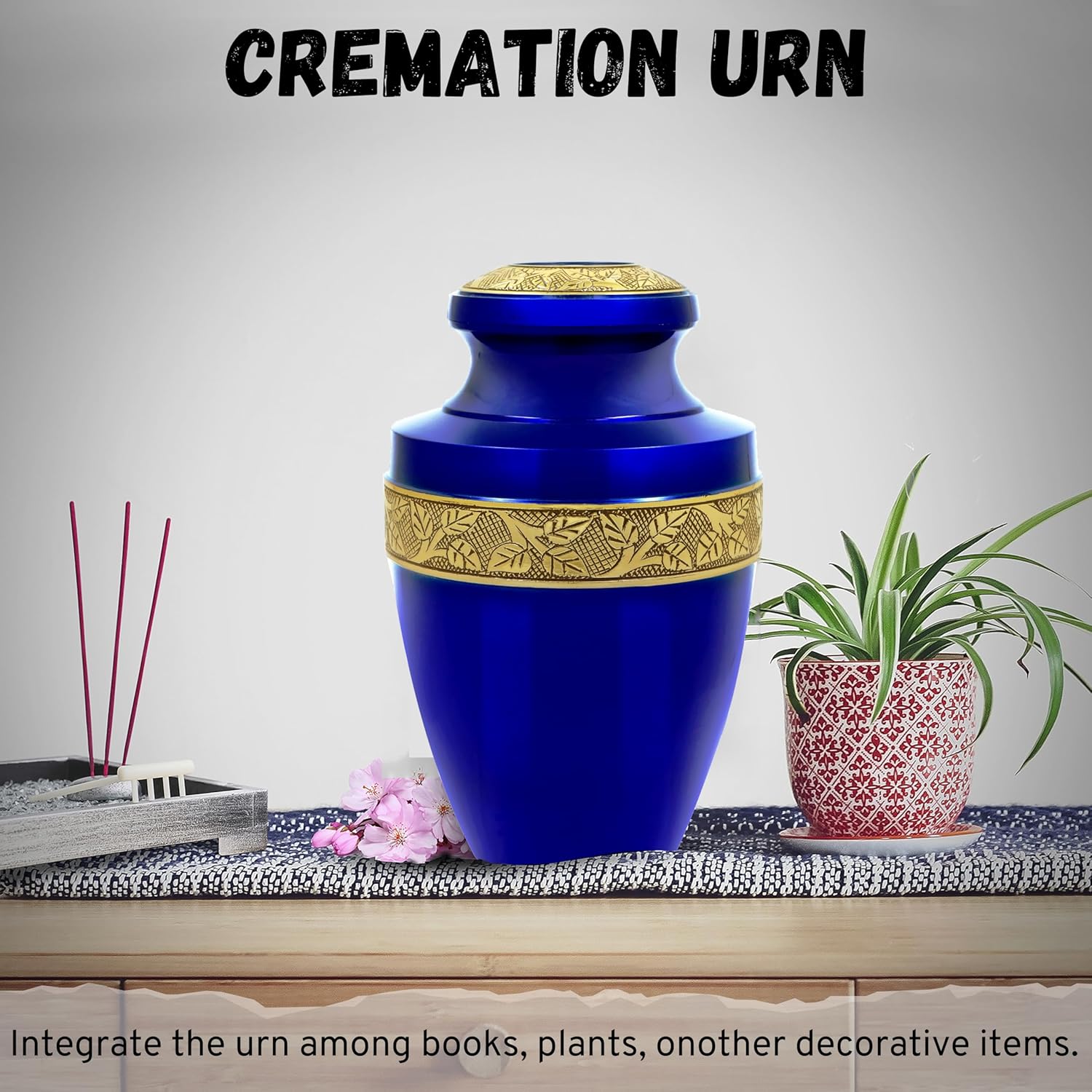 Metal Alloy Decorative Urns for Human Ashes - Blue Gold