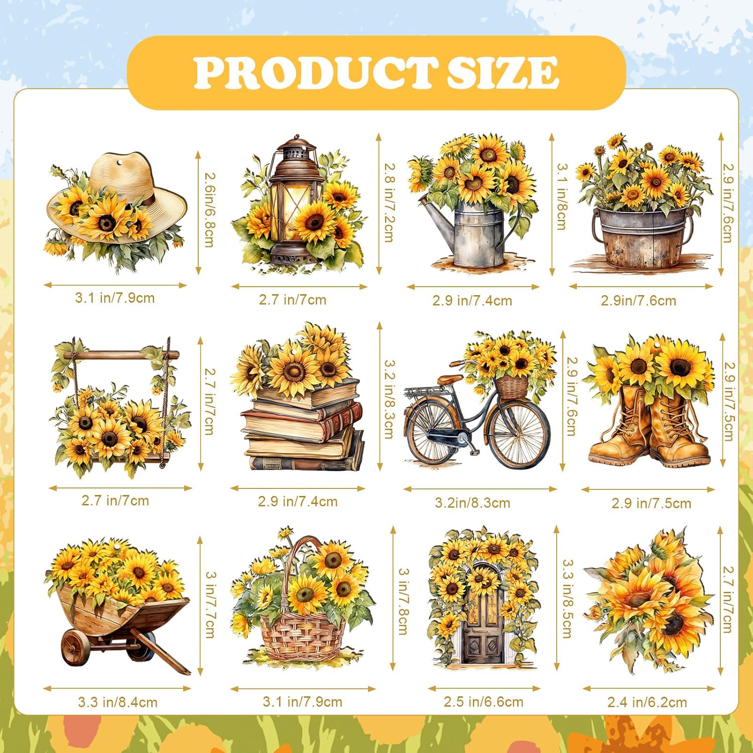36 Pcs Summer Sunflower Wood Hanging Decorations