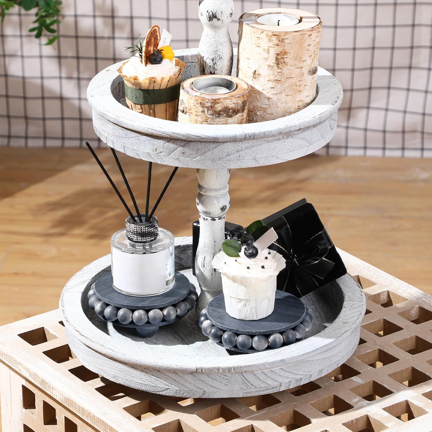 Yookeer 2 Pcs Round Wooden Risers for Display