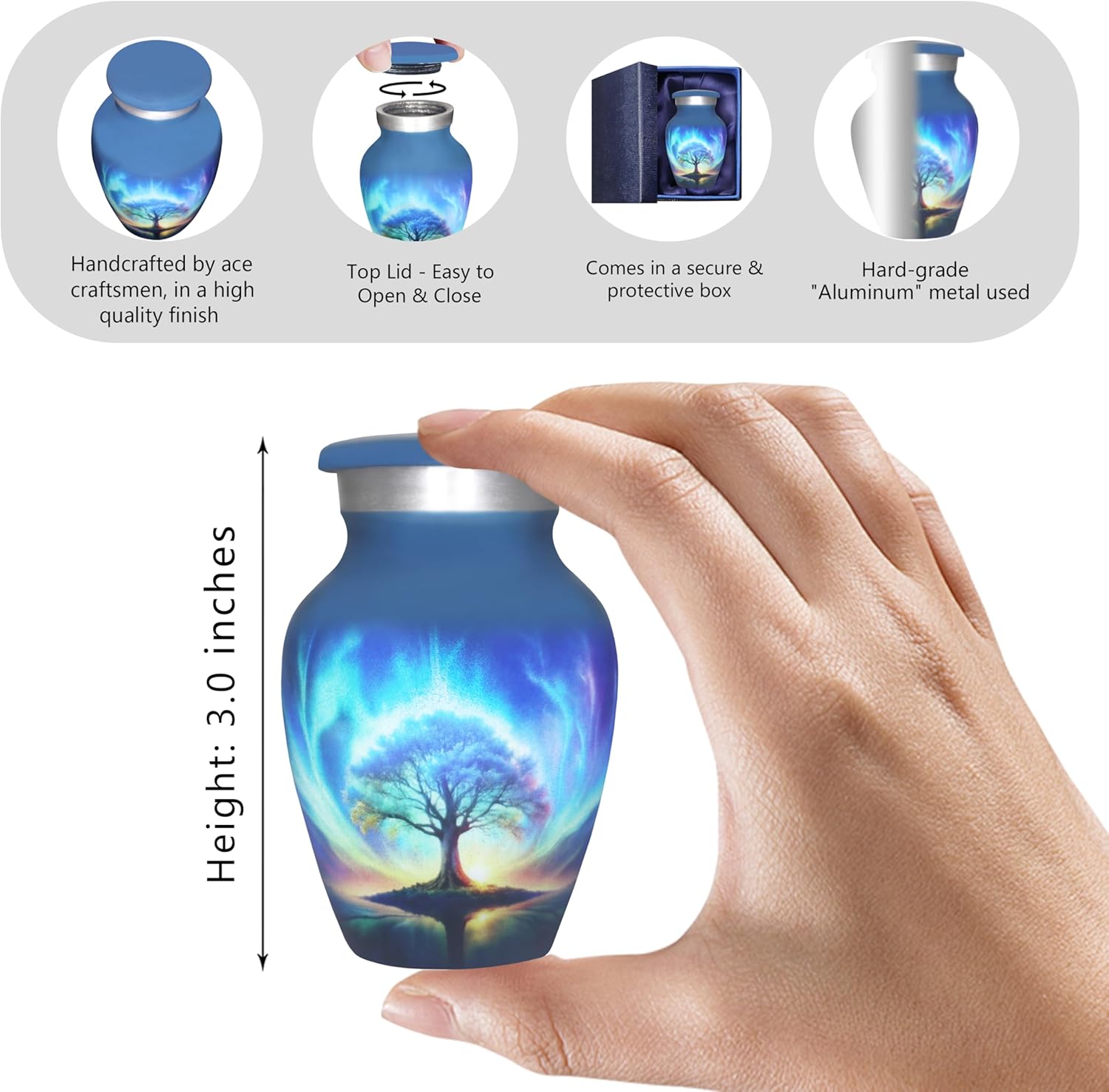 M MEILINXU Miniature Decorative Urn with Tree of Life Design