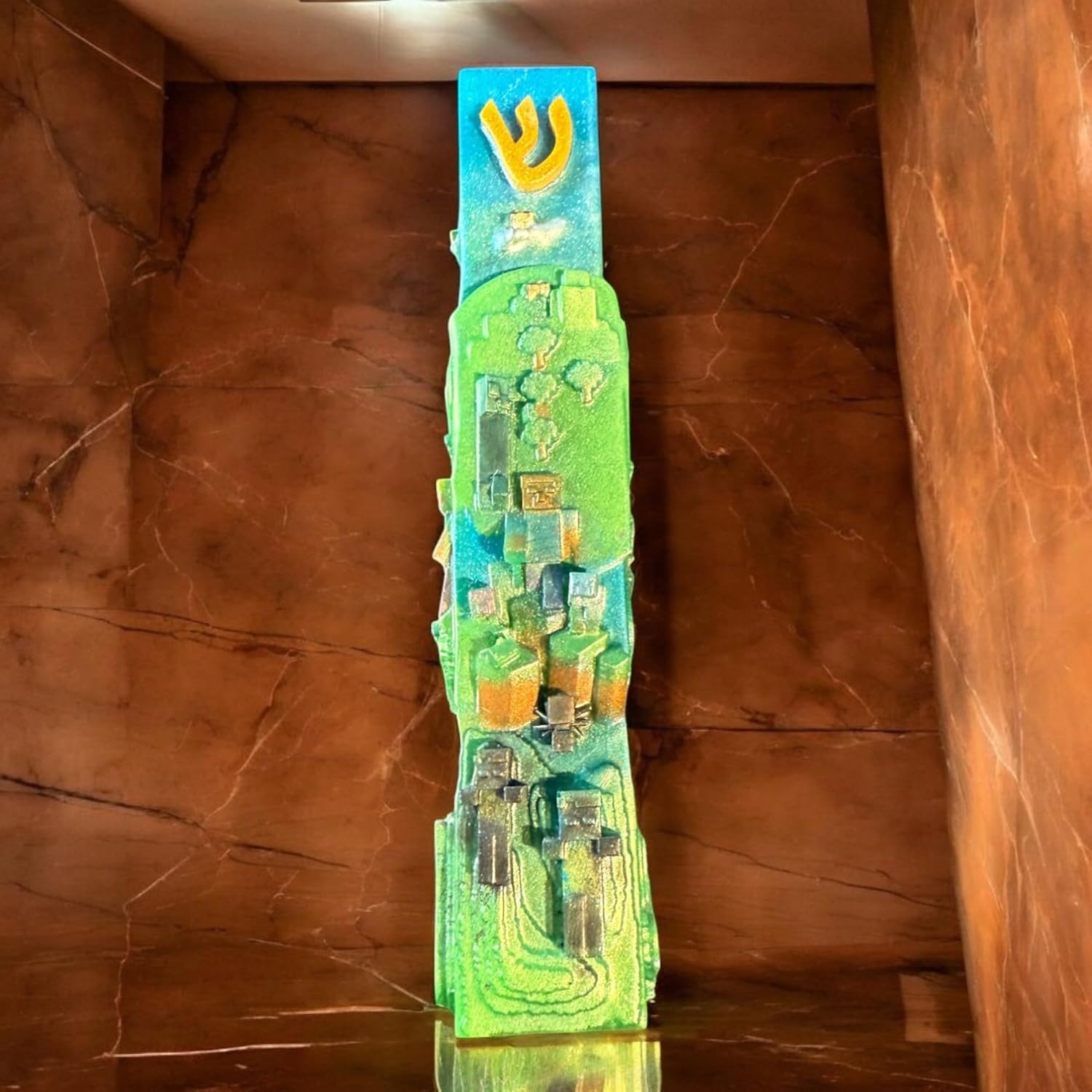 Handmade Mine Pixel Mezuzah Case for Jewish Kids Room