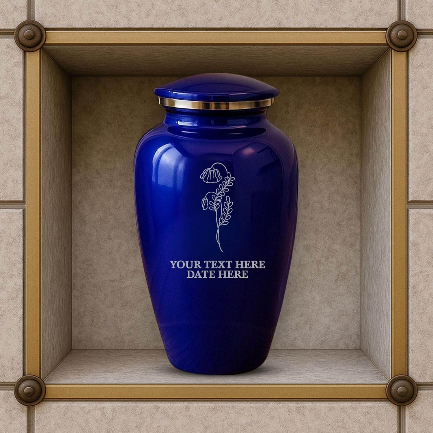 Custom Cremation Urn with Purple Floral Design