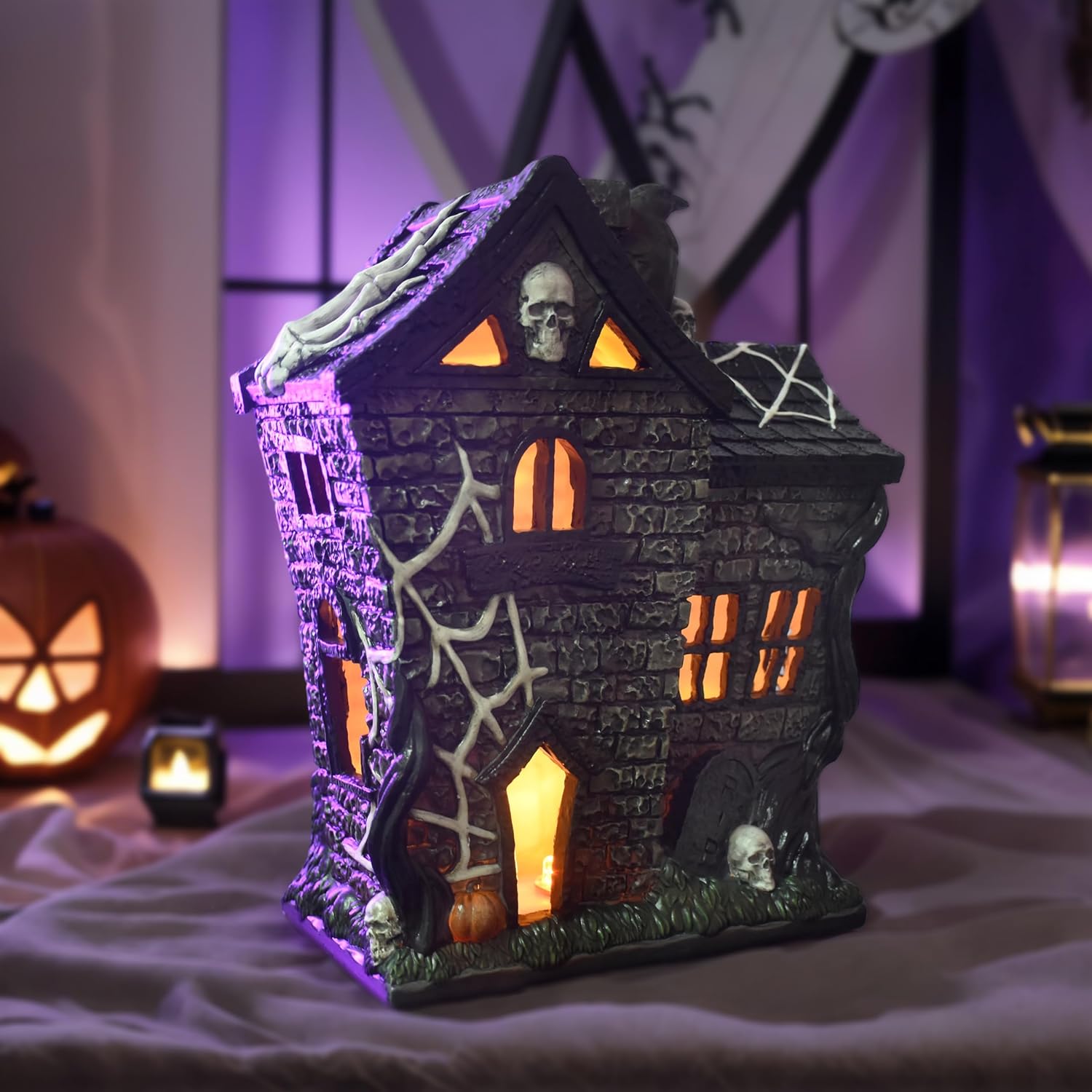 Halloween Village Houses Haunted House Figurine Decor