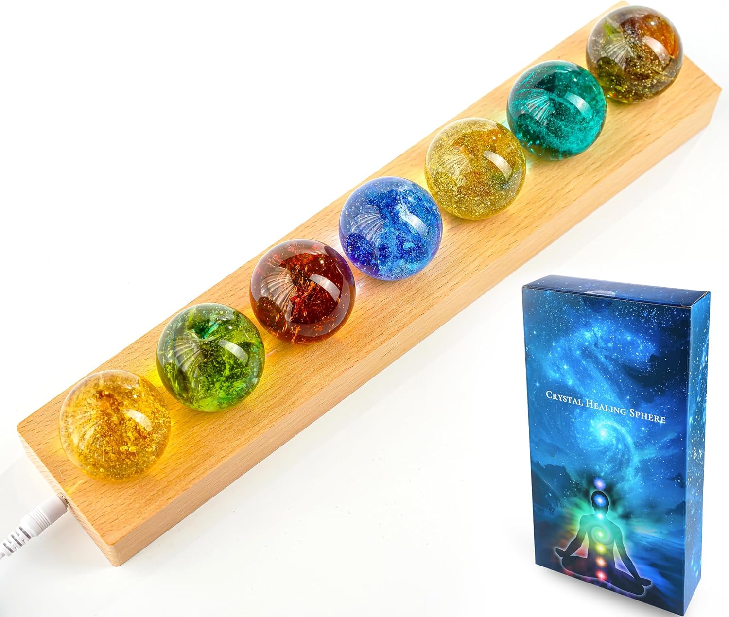 HD Crystal Cross Decor with 7pcs Glass Balls