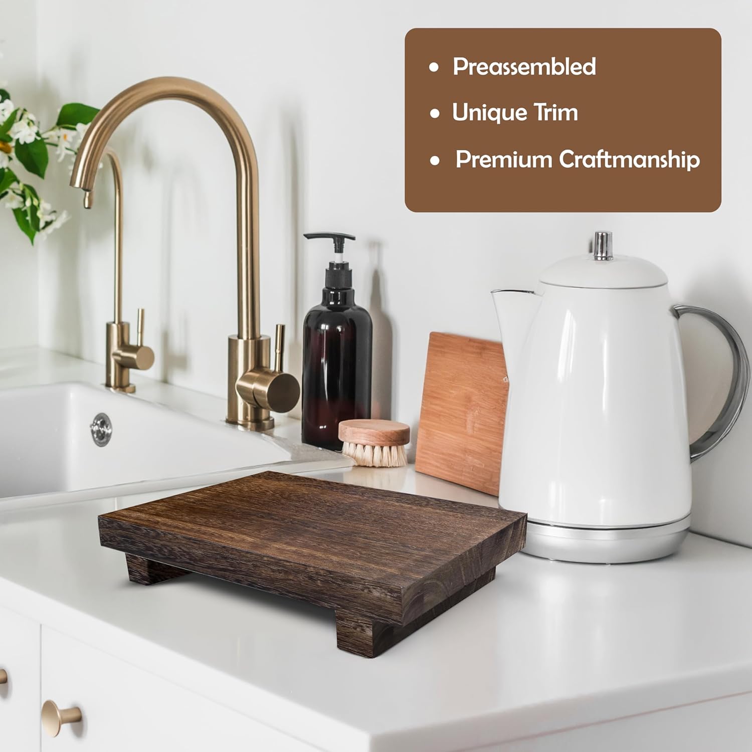 Wood Riser Rustic - Brown Rectangular Pedestal Stand