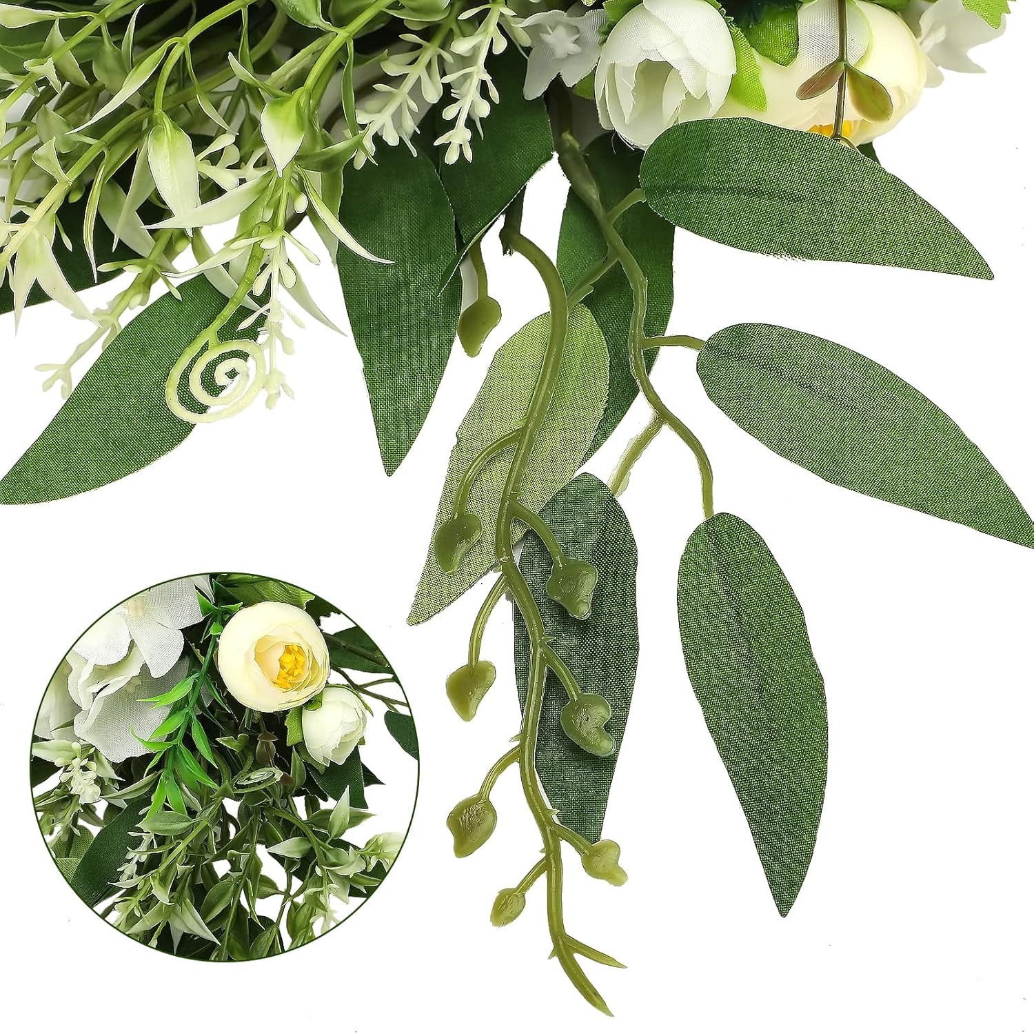 256 Inch Artificial Rose Flower Swag with Green Leaves