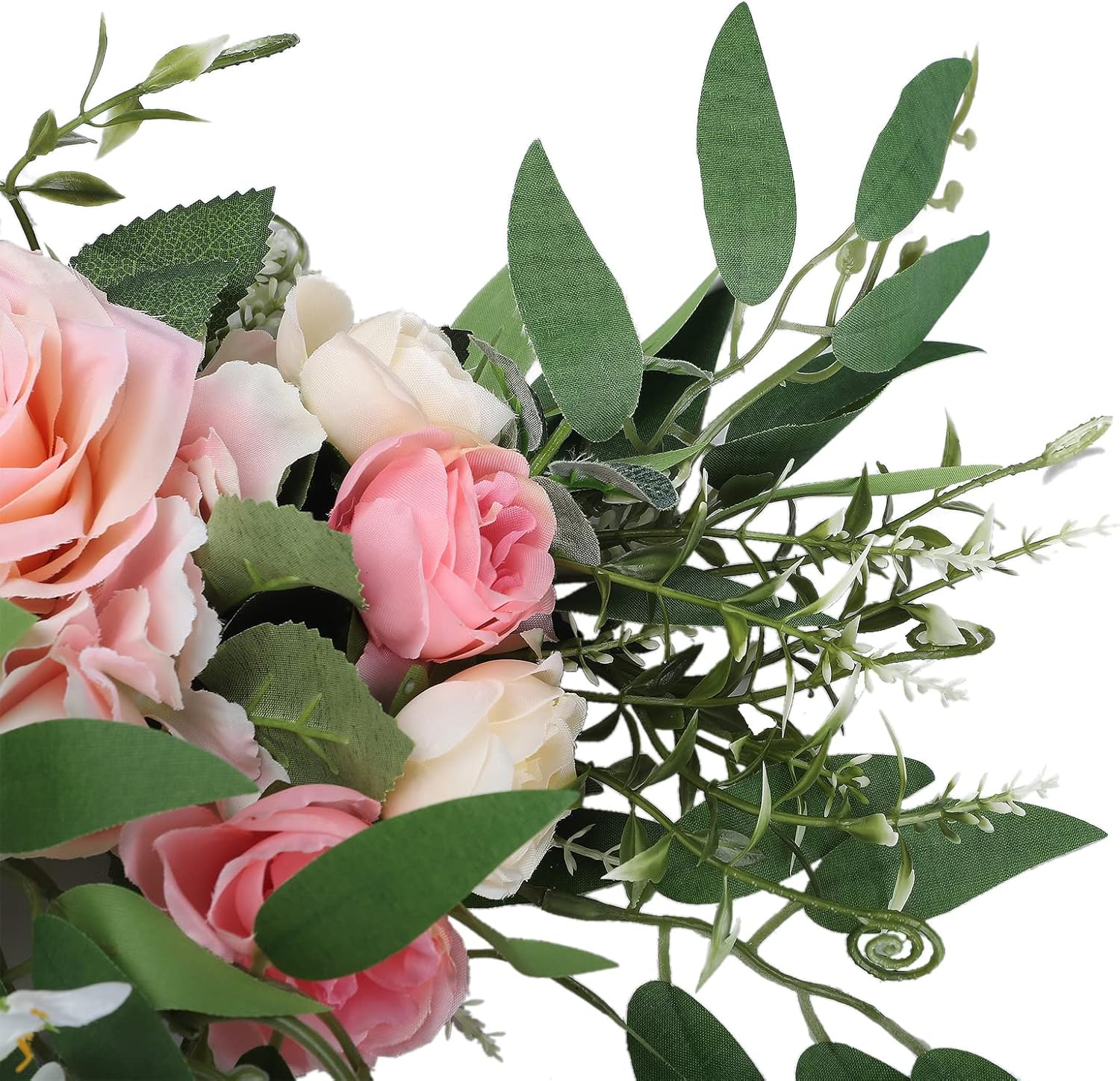 256in Pink Peony Rose Arch Floral Swag with Green Leaves
