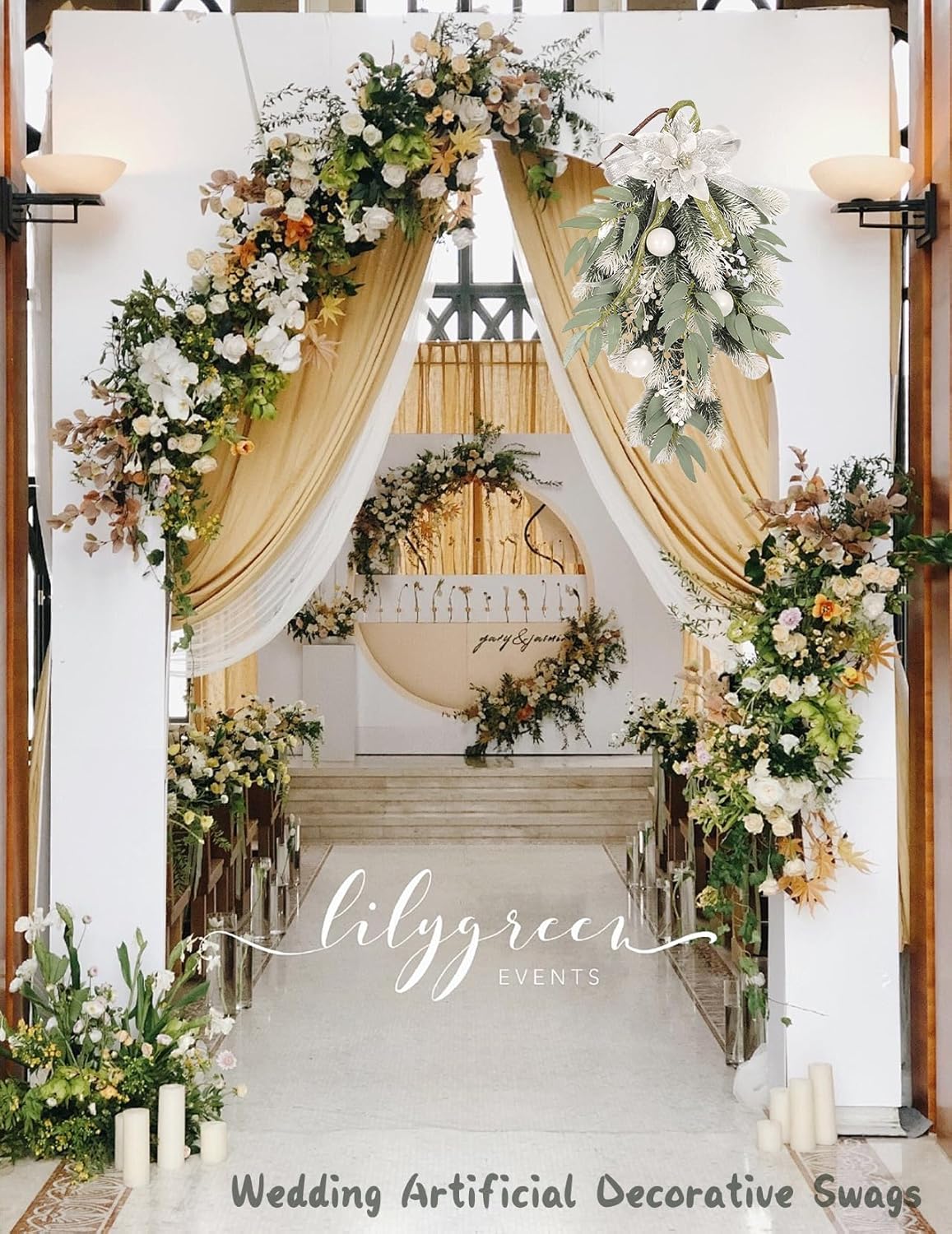 White Wreath Teardrop Wall Decor for Christmas and Wedding