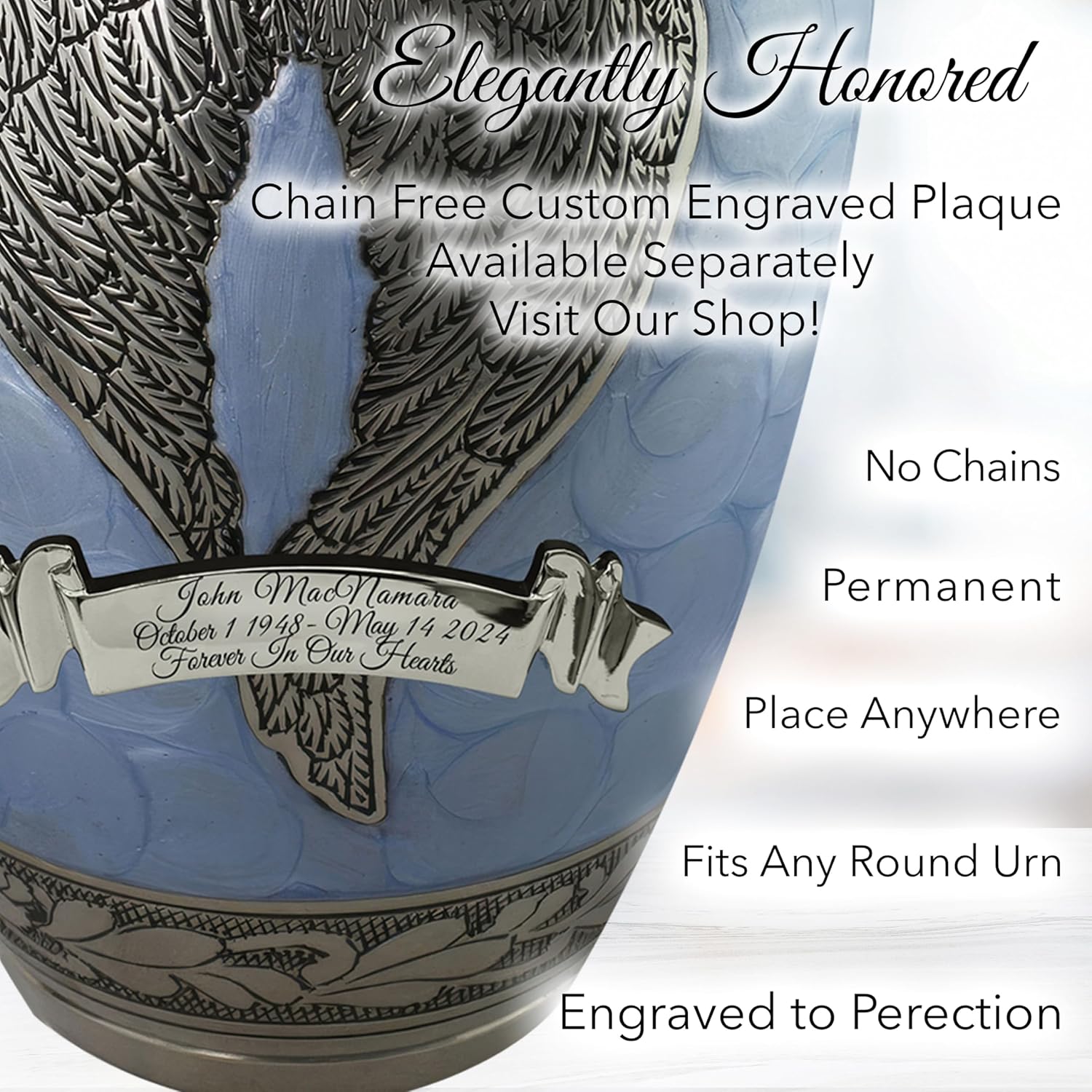 Extra Large Blue Angel Cremation Urn for Adult Male