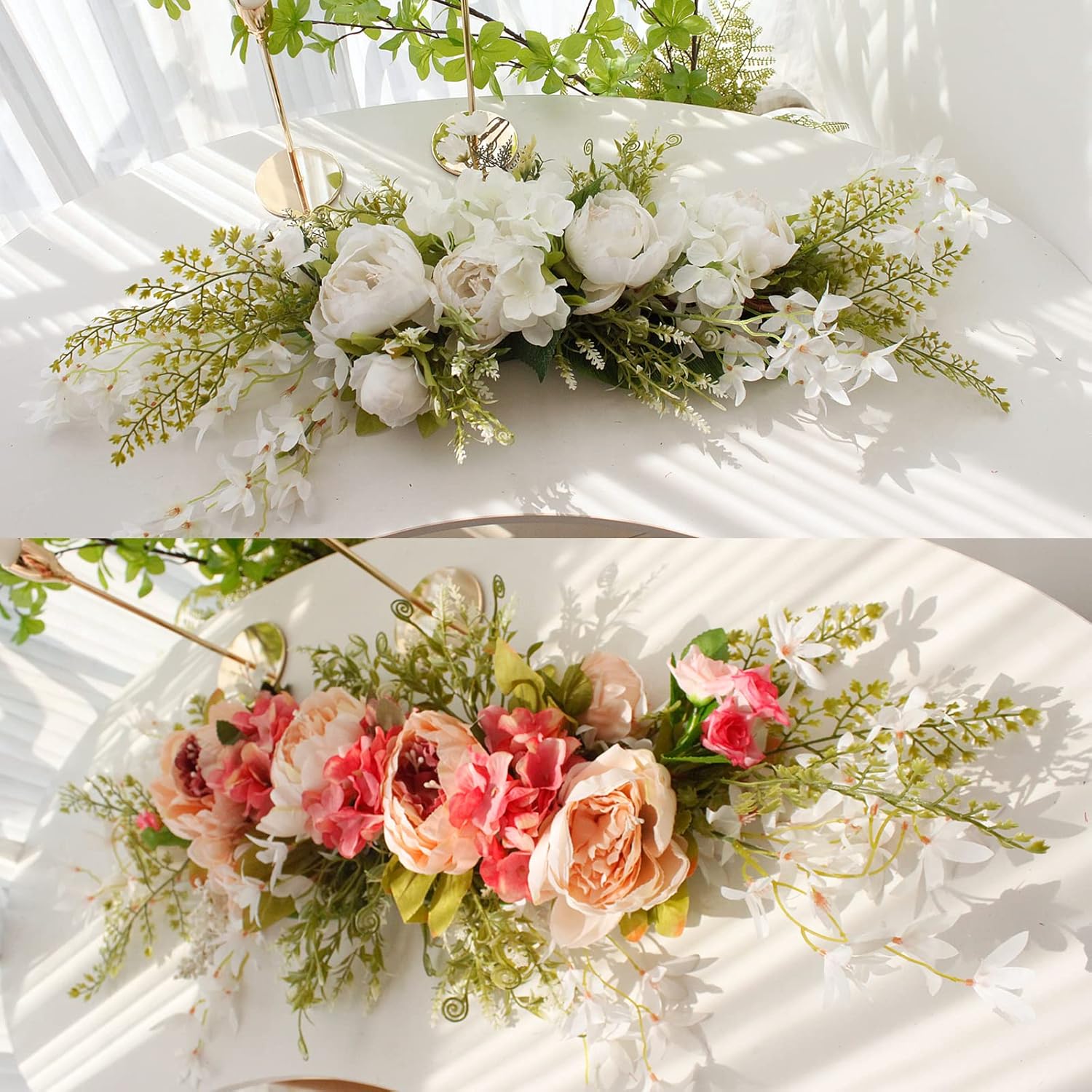 Artificial Peony Arch Swag 295 Inch Silk Floral Decor