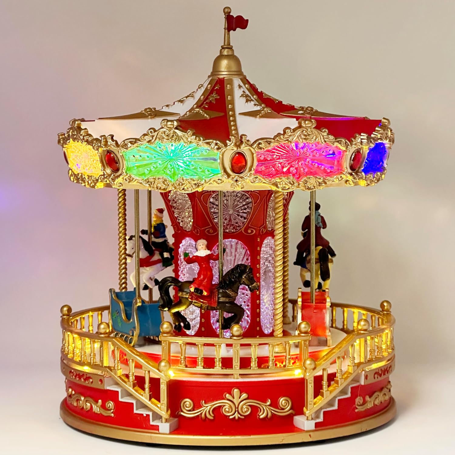 Allgala Christmas Carousel Figurine with USB and Battery Power
