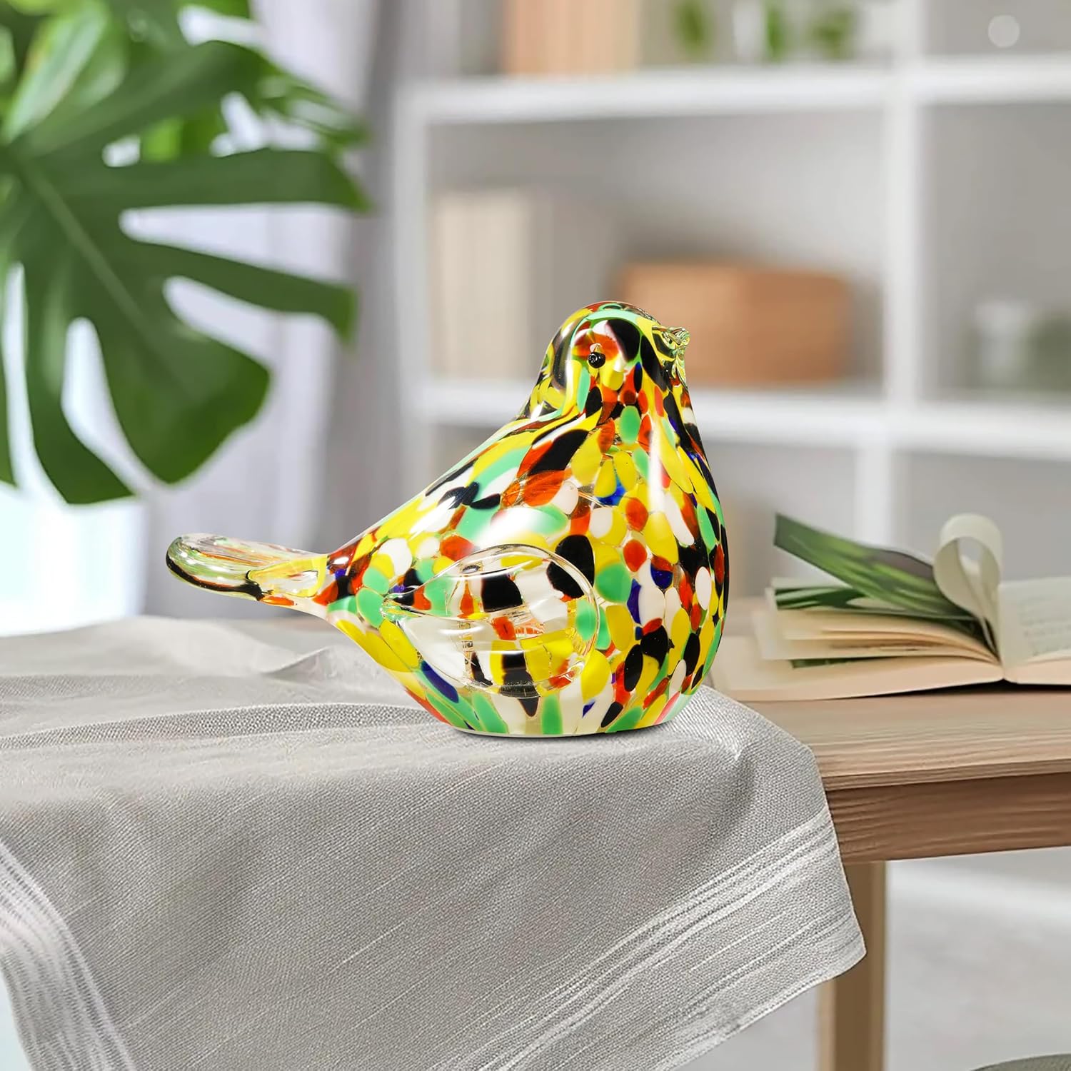 Handmade Glass Bird with String Lights Figurine