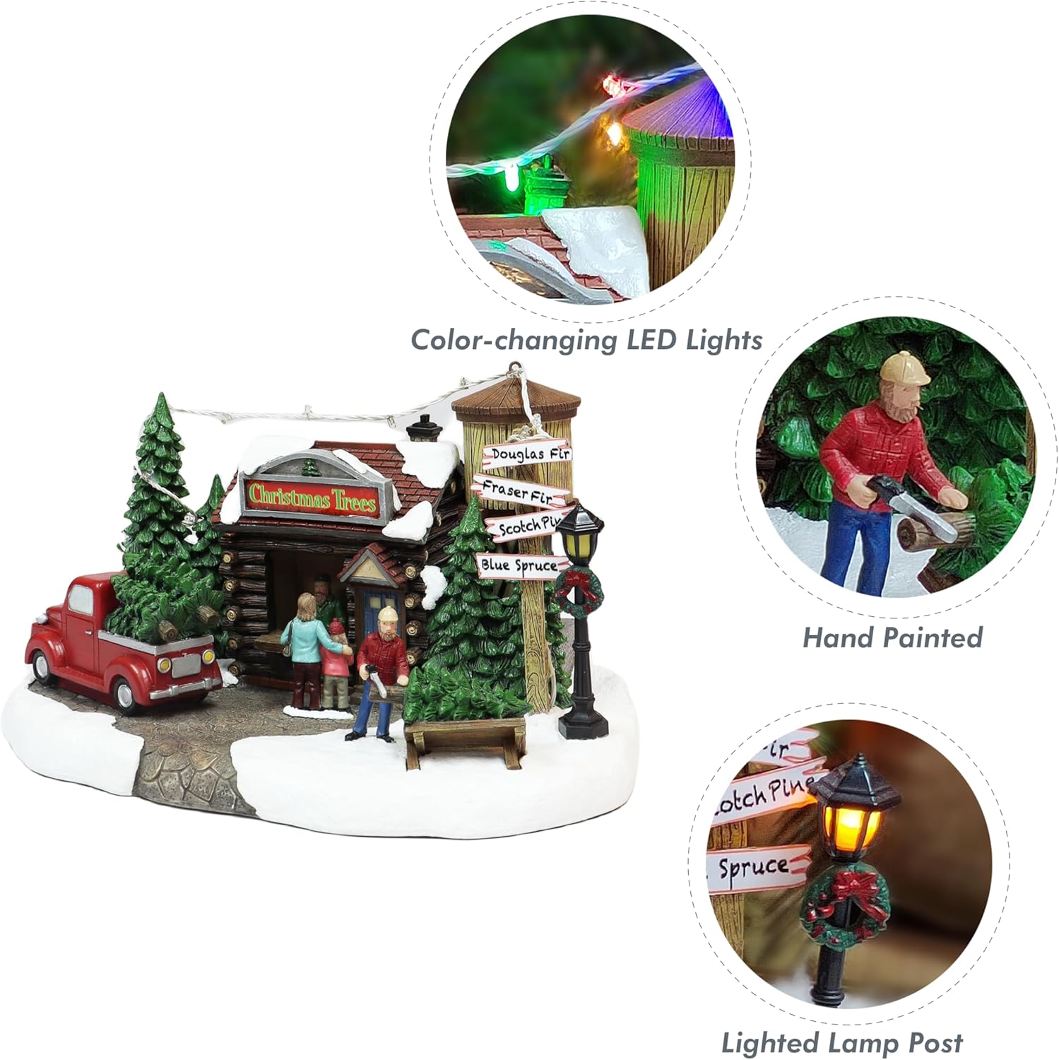 Moments in Time Christmas Tree Lot with LED Light and Music