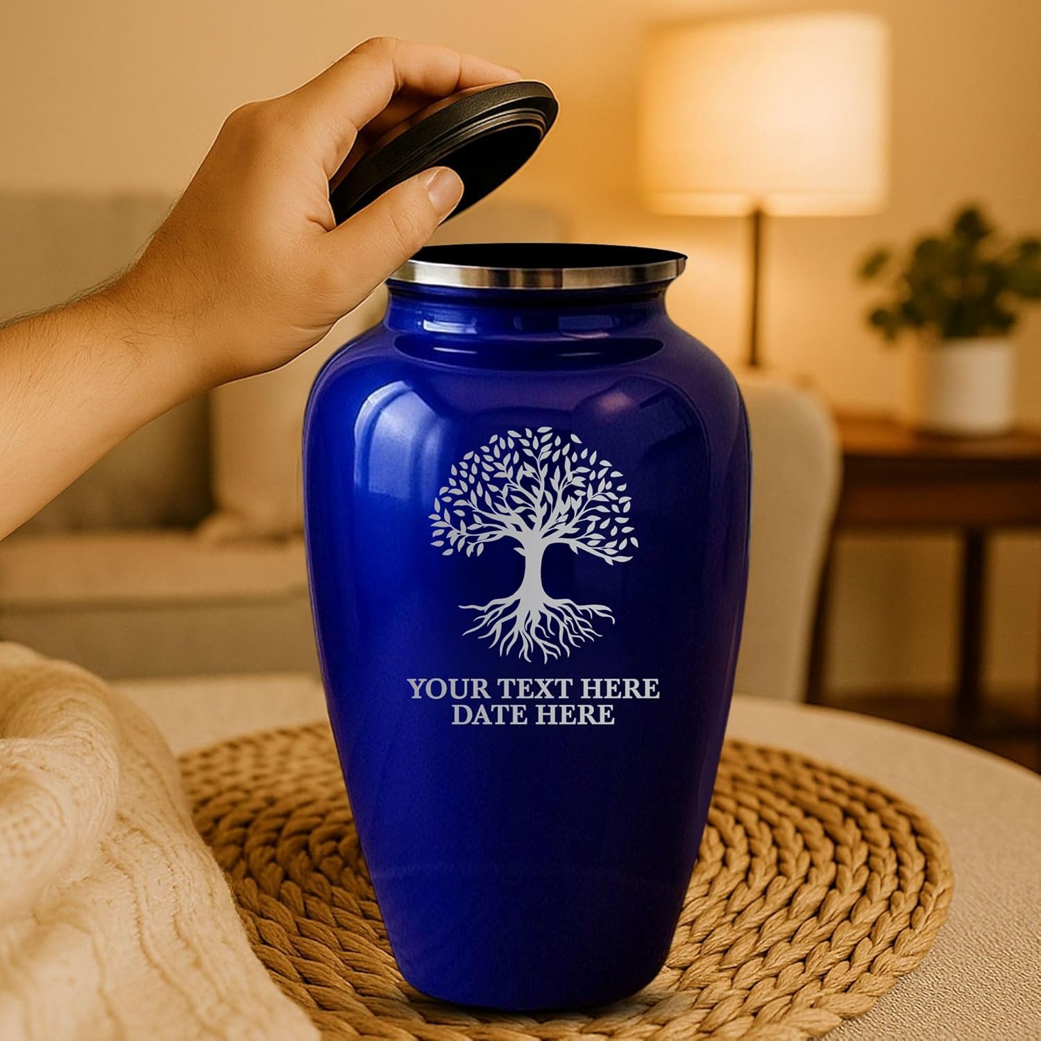 Custom Purple Cremation Urn with Tree Of Life Design
