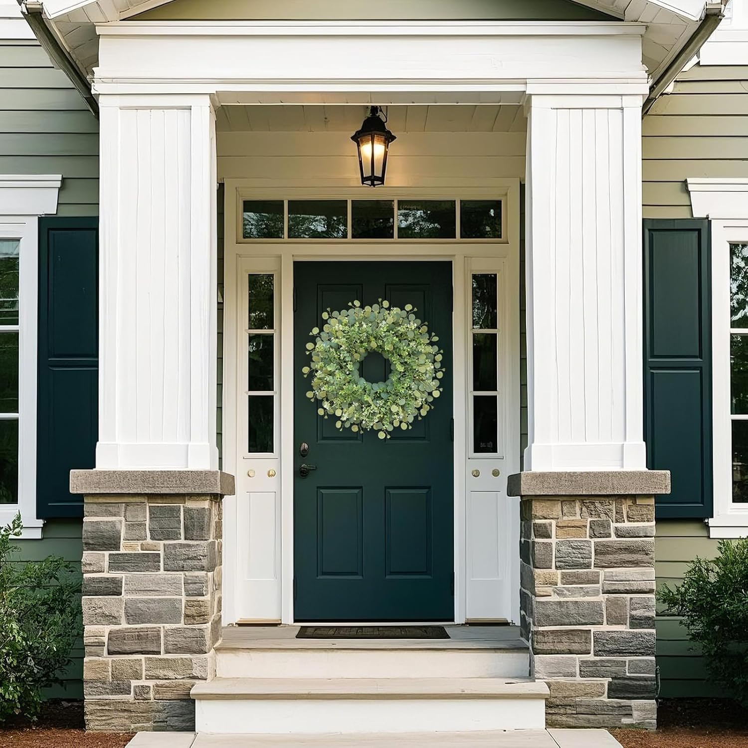 26 Inch Artificial Eucalyptus Wreath for Front Door and Porch