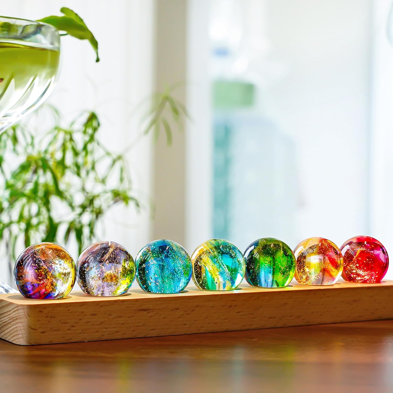 HD Crystal Cross Decor with 7pcs Glass Balls