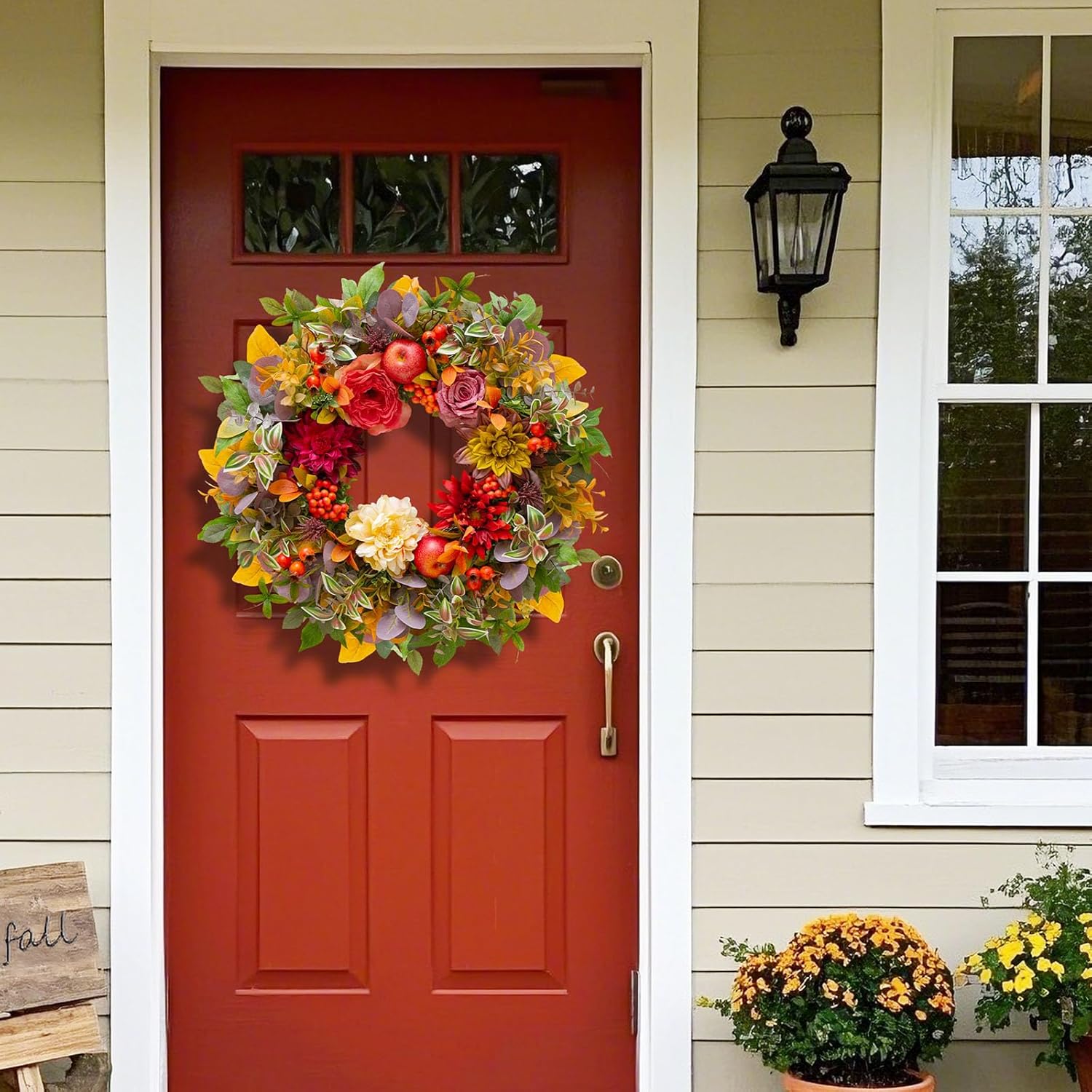 Soomeir 24 Inch Fall Front Door Wreath