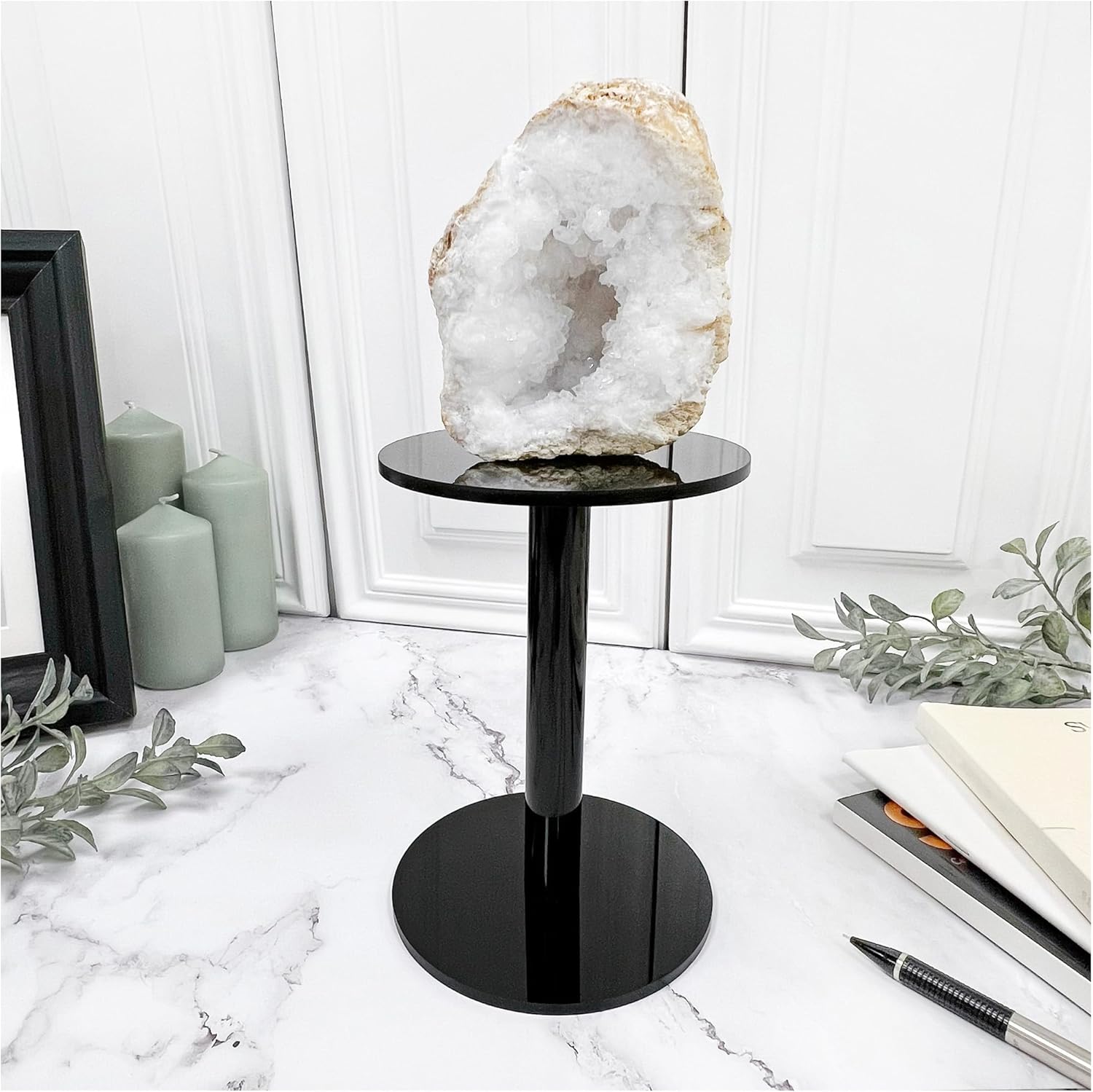Plymor Black Acrylic Round Riser Display Stand 2 Pack