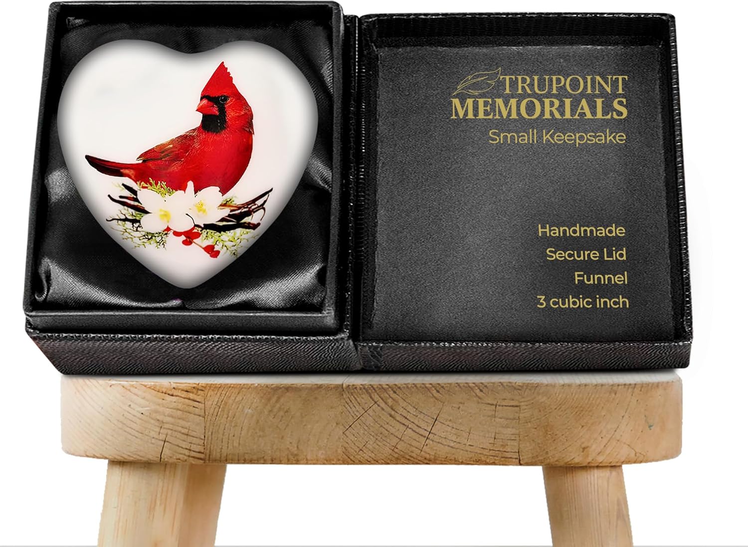 Trupoint Memorials Red Cardinal Heart Urn with Stand