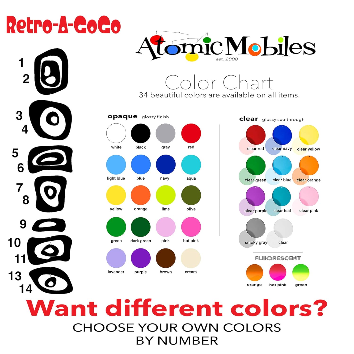 Black Retro-A-GoGo Hanging Art Mobile 9x48