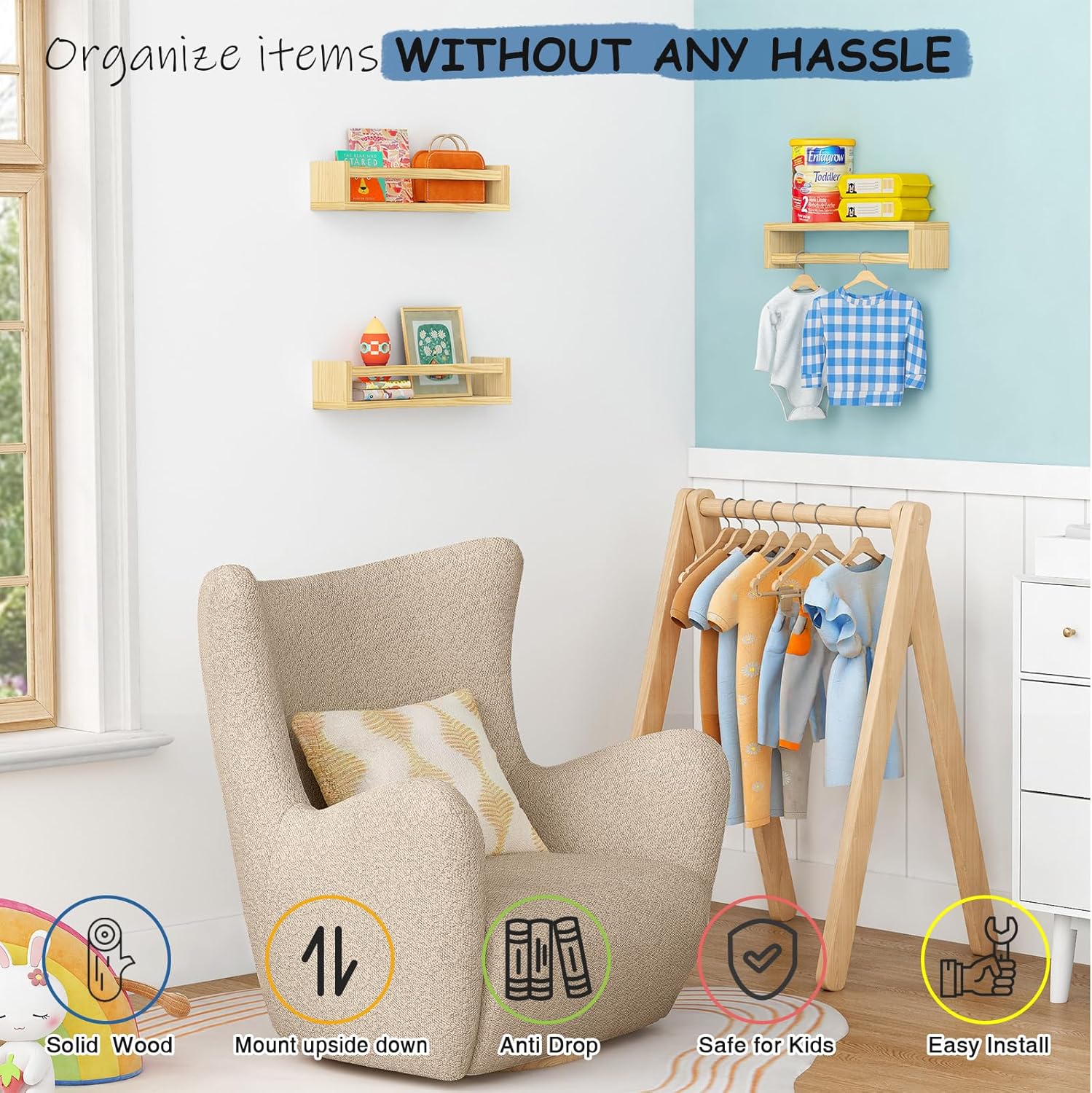 Harwaya Floating Book Shelves for Wall Set of 3