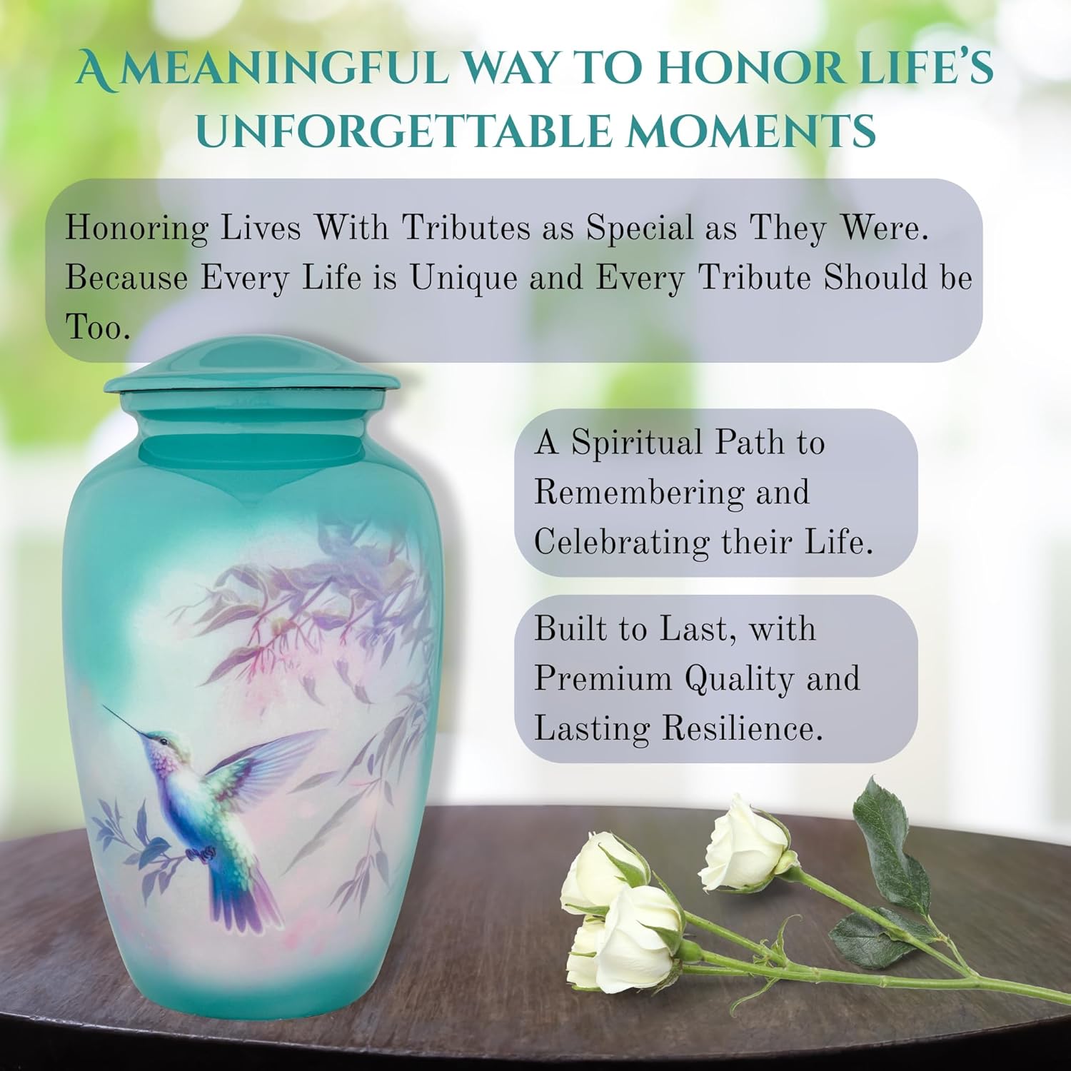 Blue Cremation Urn for Human Ashes - 200 Cubic Inches