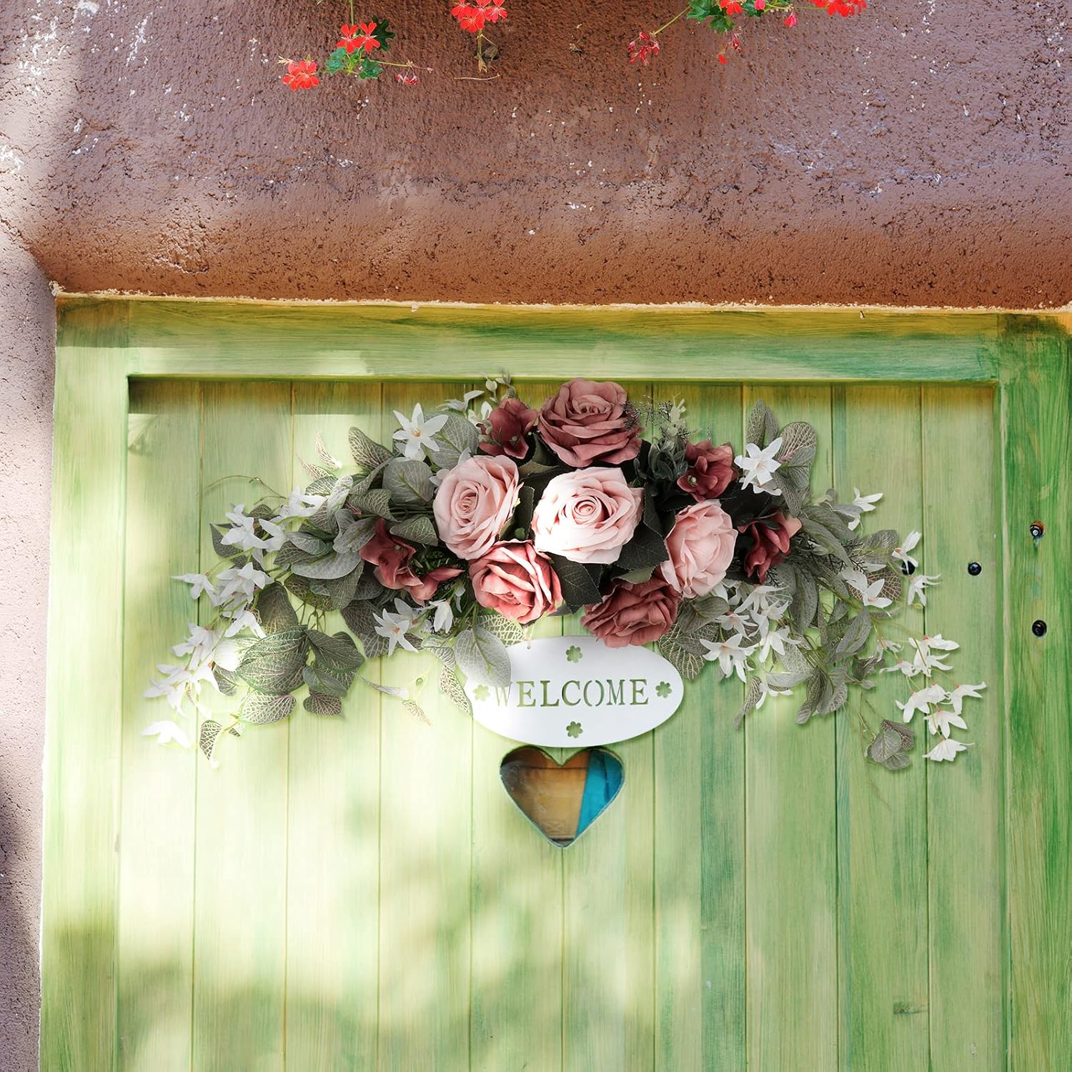 295 Inch Floral Swag with Peony and Eucalyptus