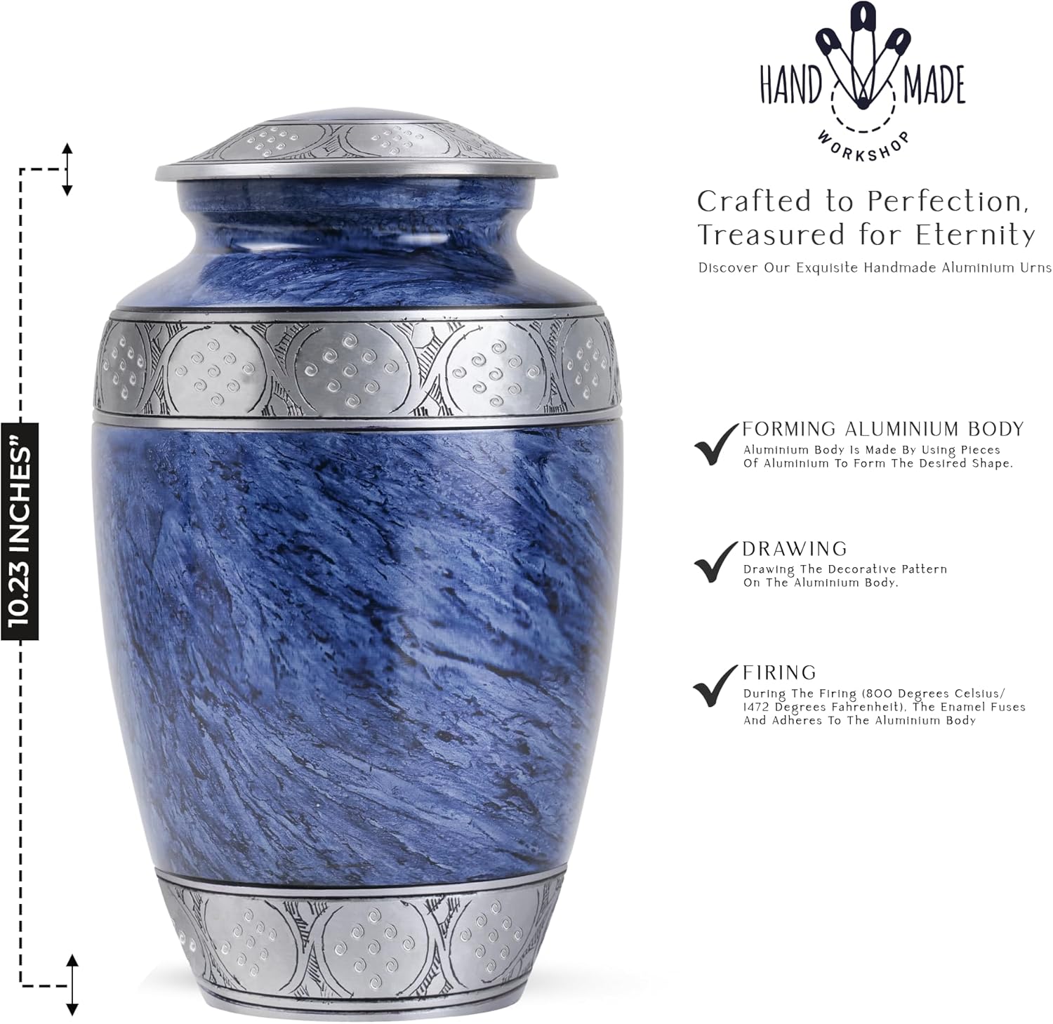YATSKIA Blue Metal Urn for Ashes Mom Dad