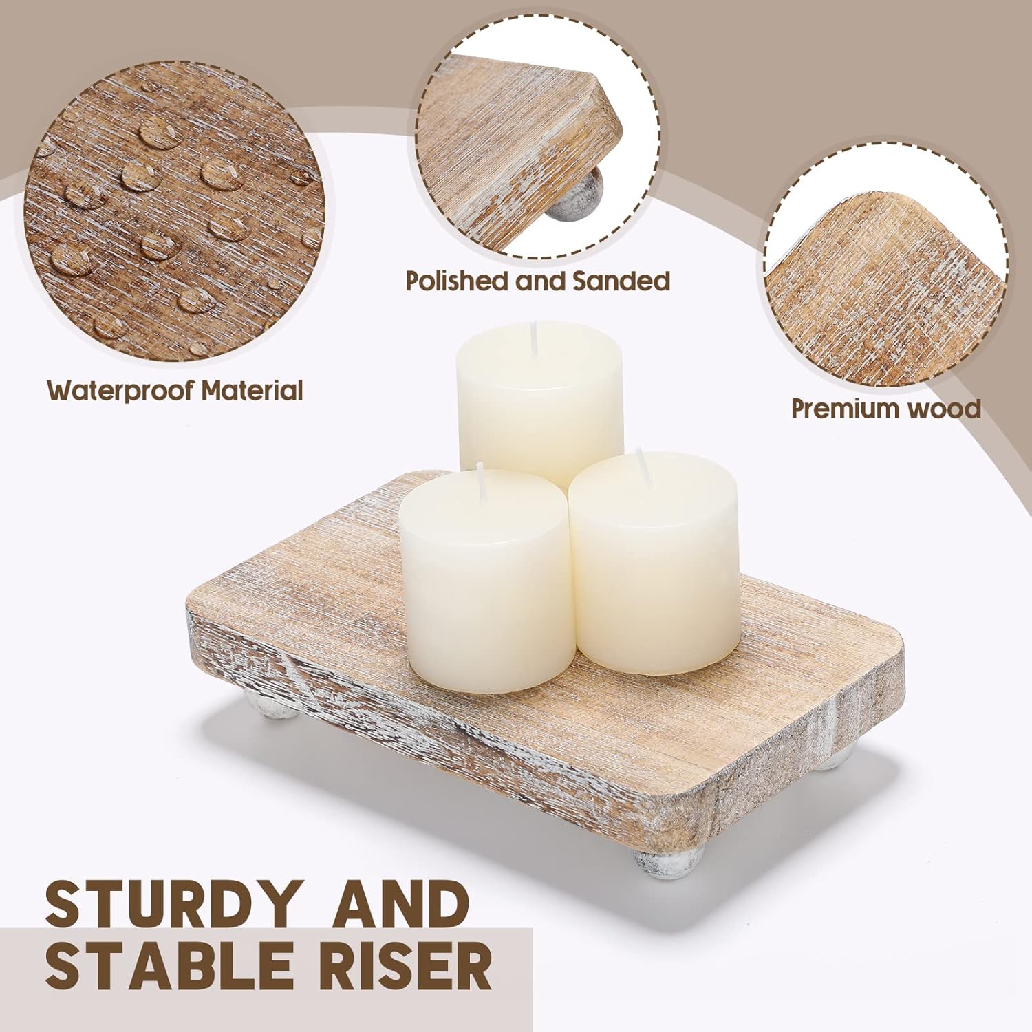 Maitys 3 Pcs Wooden Risers for Decor Display Stand