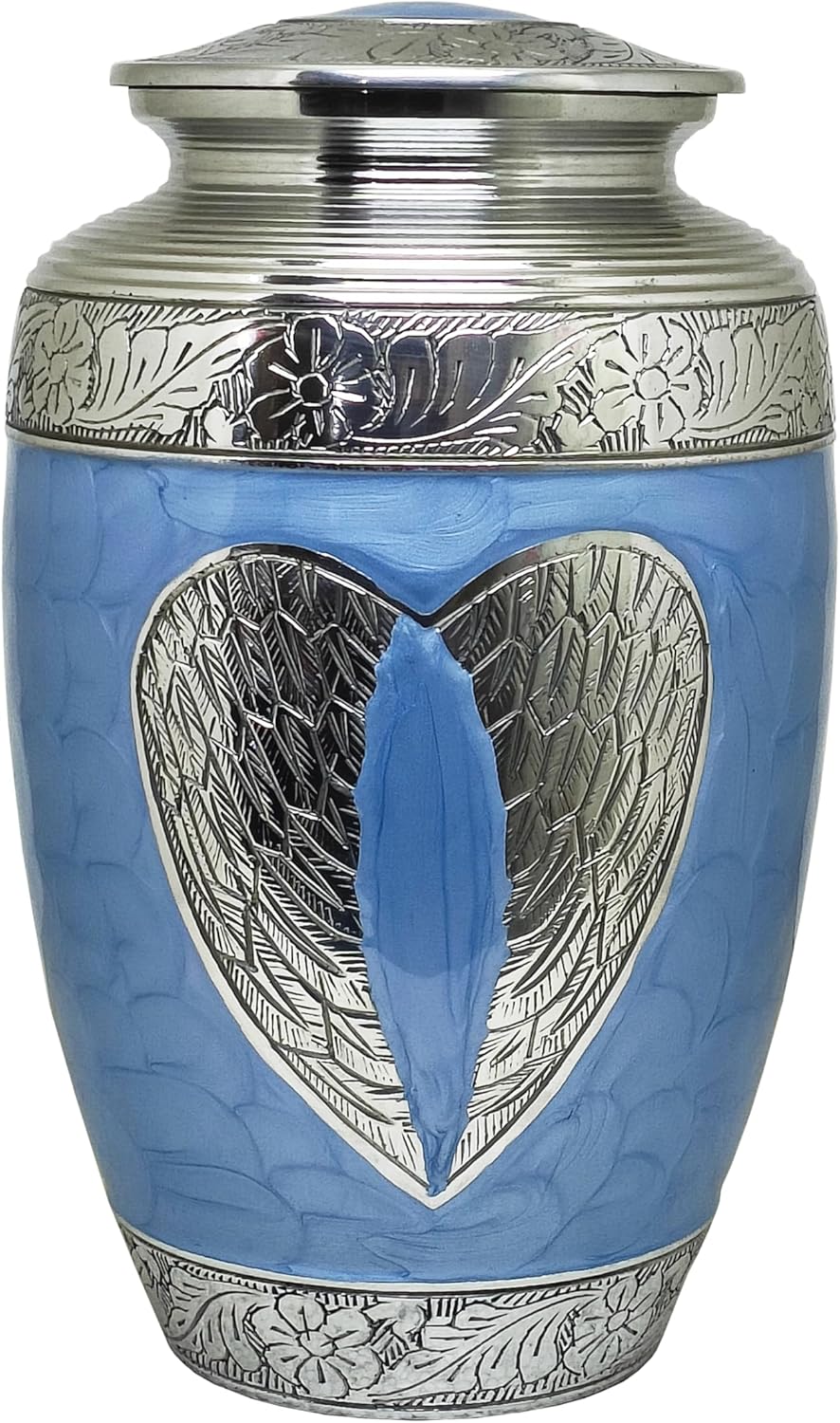Handcrafted Memorial Urn with Secure Lid and Loving Angel Design