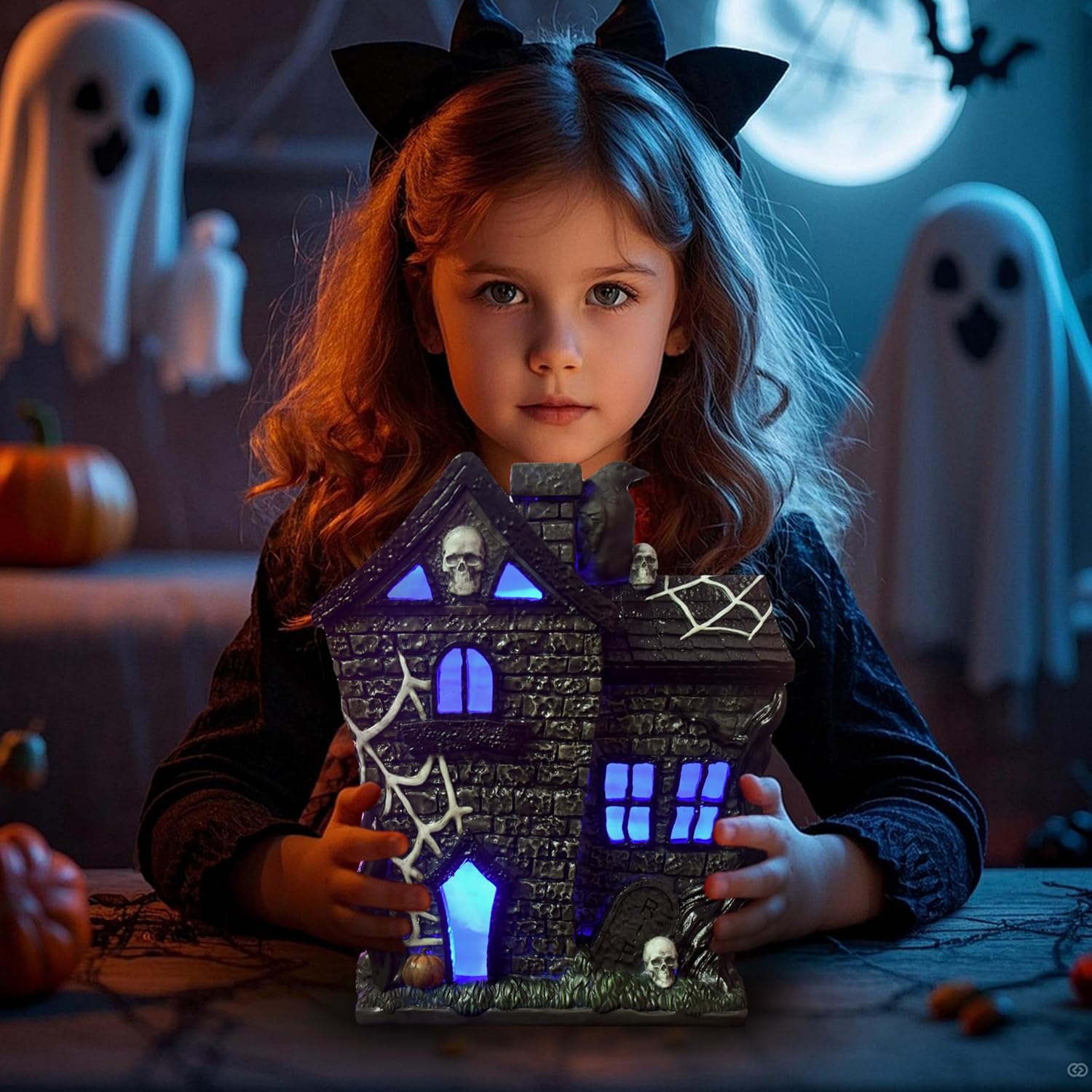 Halloween Village Houses Haunted House Figurine Decor