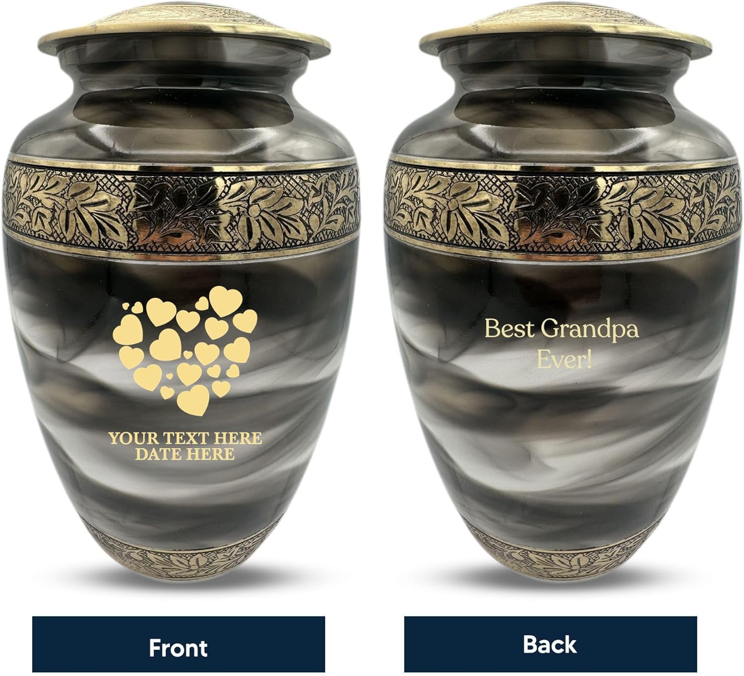 Custom Cremation Urn With Heart Design - Personalized Engraving Suzesta Series