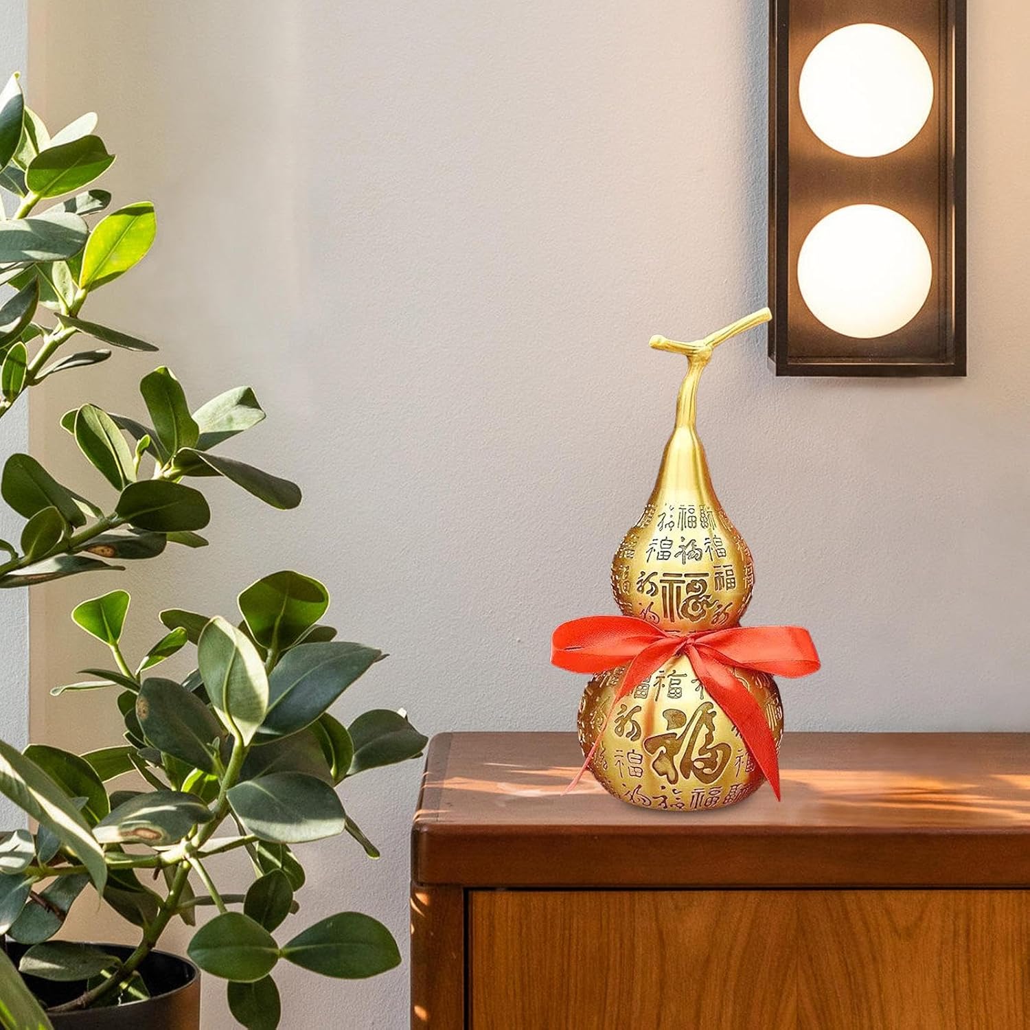 Fenteer Feng Shui Brass Gourd Table Ornament 16cm