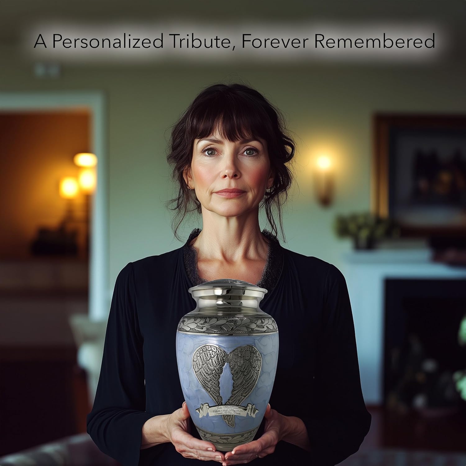 Extra Large Blue Angel Cremation Urn for Adult Male