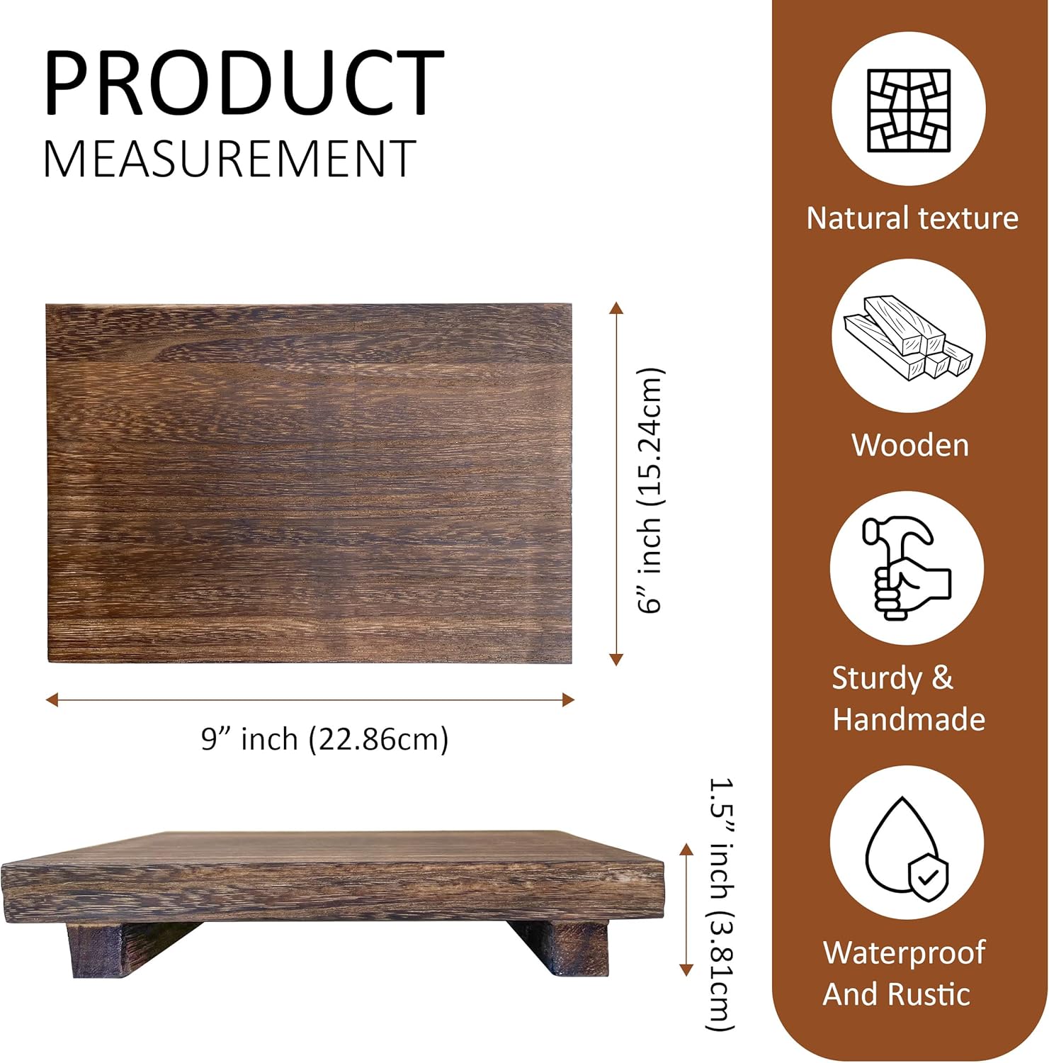 Wood Riser Rustic - Brown Rectangular Pedestal Stand