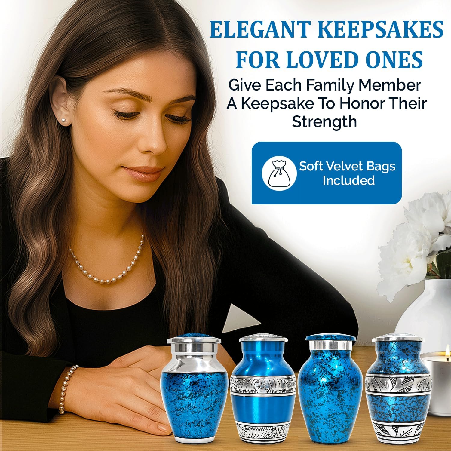 Elegant Cremation Urn Set - 1 Large Urn 4 Small Keepsake Urns